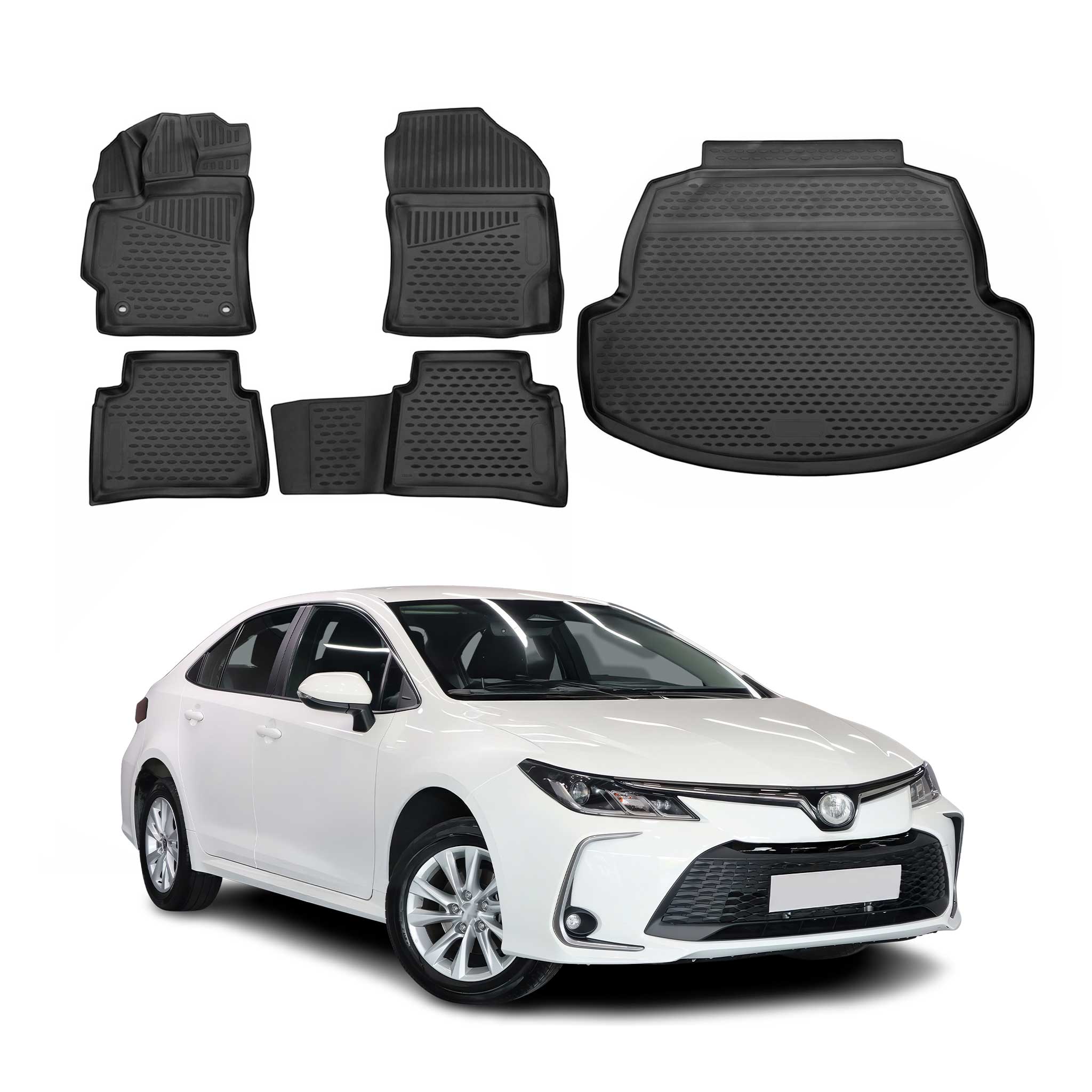 2019-2025 Toyota Corolla Floor Mats & Cargo Liner Full Set All Weather Black