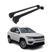 Roof Racks Cross Bars Luggage Carrier for Jeep Compass 2017-2025 Alu Black 2x