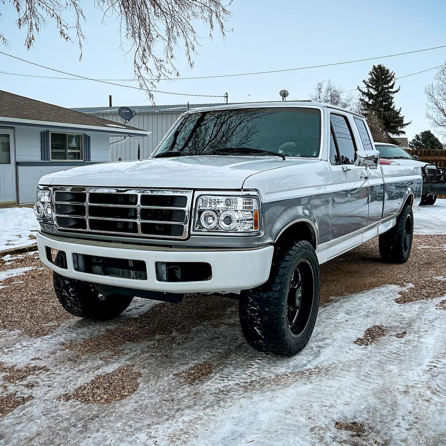 1992-1996 Ford F150 F-250 F-350 Bronco Dual Halo Projector Headlights Chrome