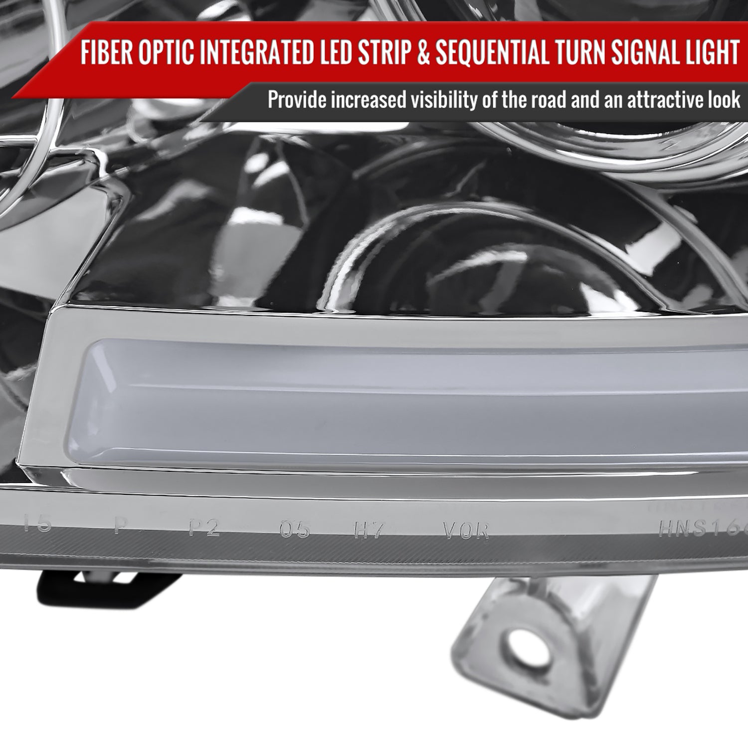 2004-2015 Nissan Titan / 04-2007 Armada LED C-Bar Headlights Signal Chrome