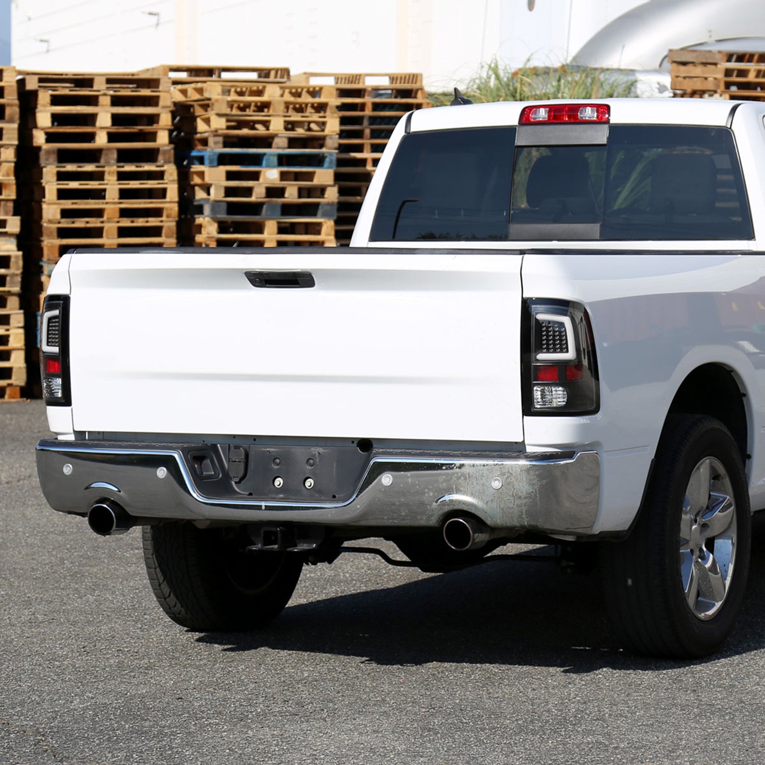 2009-2018 Dodge RAM 1500 2500 3500 White Bar LED Tail Lights Matt Black