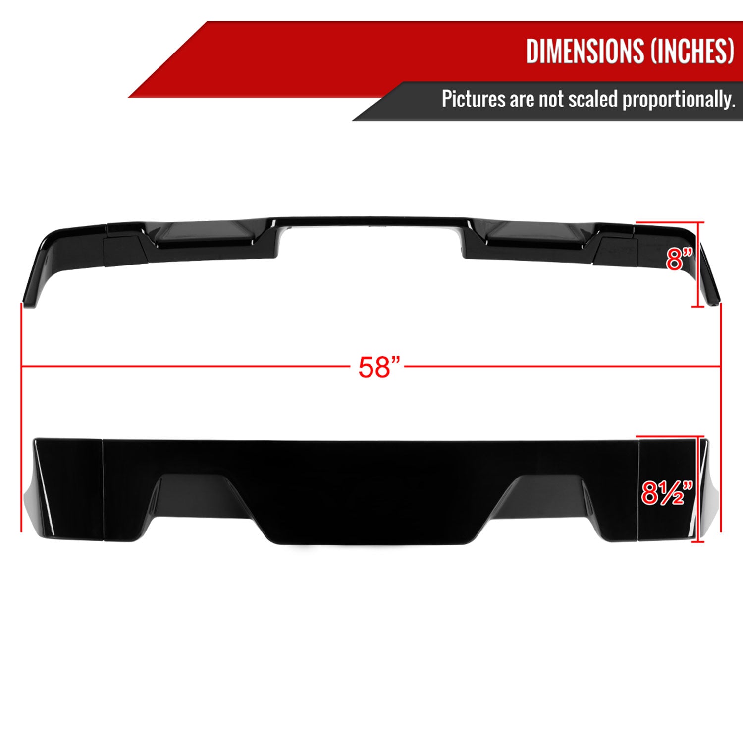 2013-2018 Dodge RAM 1500 Rear Roof Glossy Black Truck Spoiler Wing Kit