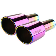 Universal 2.5" Inlet/4.125" Outlet Rainbow Steel Burnt Purple Exhaust Tips 2Pcs