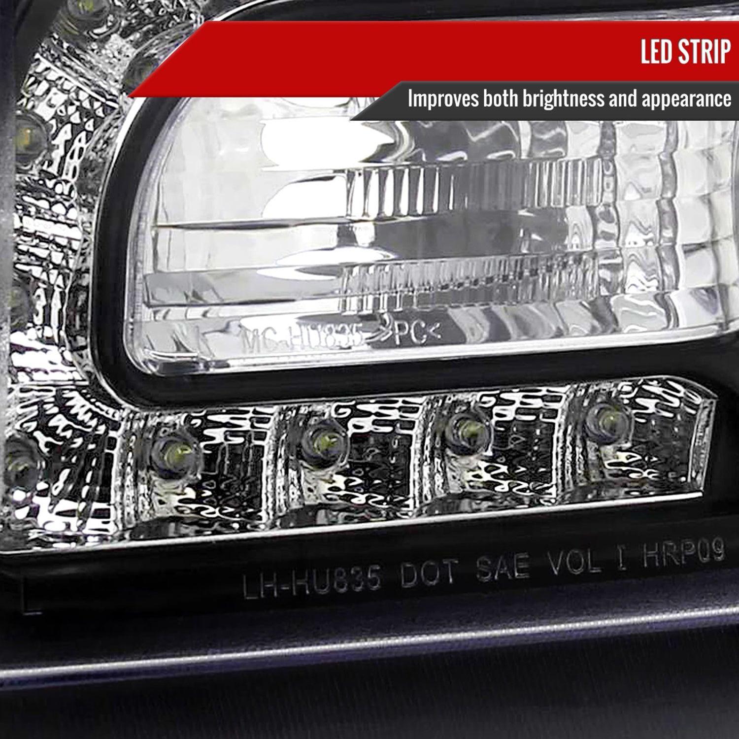 2005-2010 Chrysler 300 Projector Headlights w/LED Light Strip Matt Black/Clear