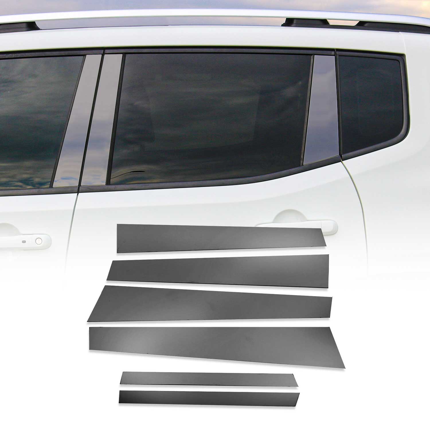 2007-2013 Mercedes S Class W221 Window B Pillar Posts Trim Stainless Steel Dark 6x