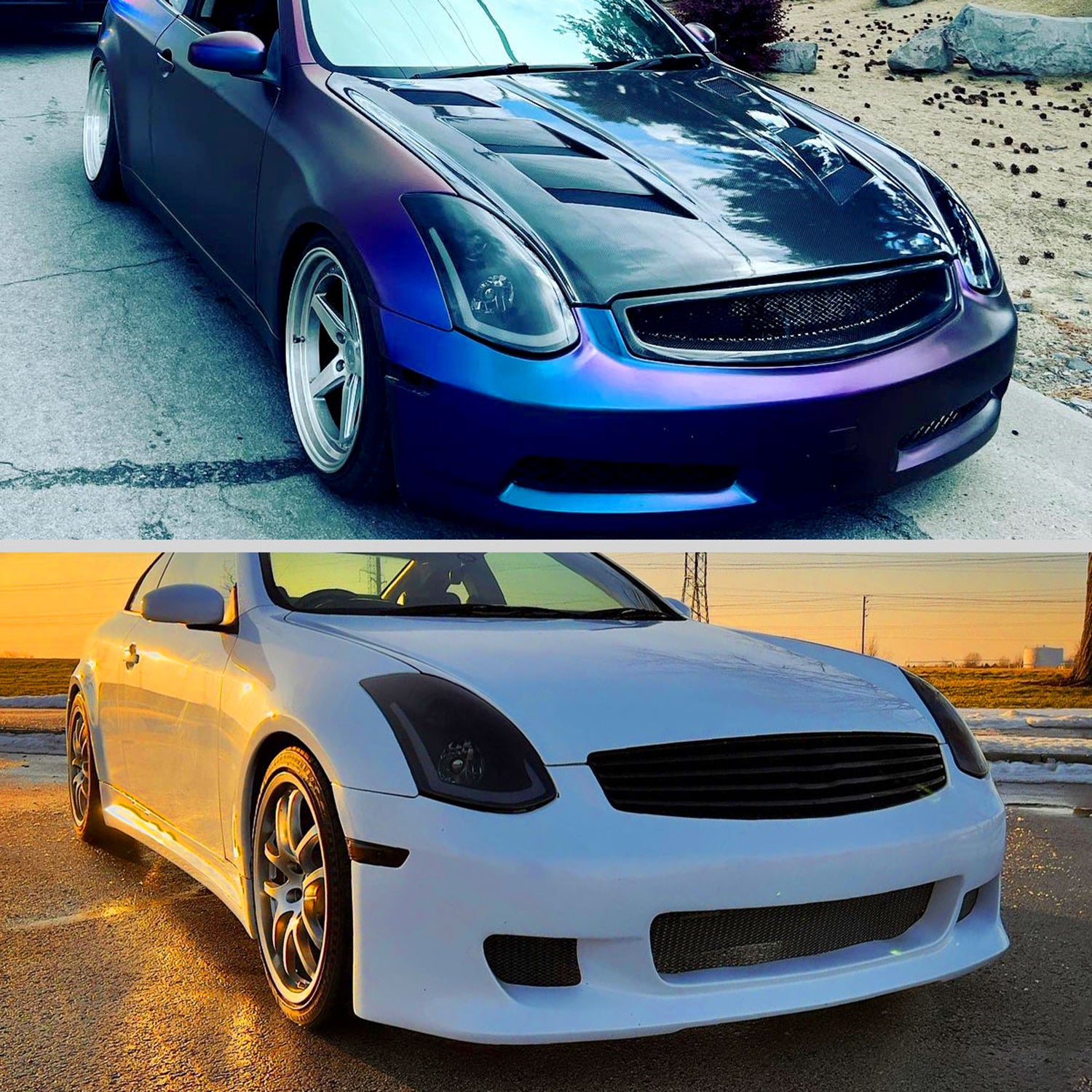 2003-2007 Infiniti G35 Coupe LED Projector Headlights Turn Signals Black Smoke