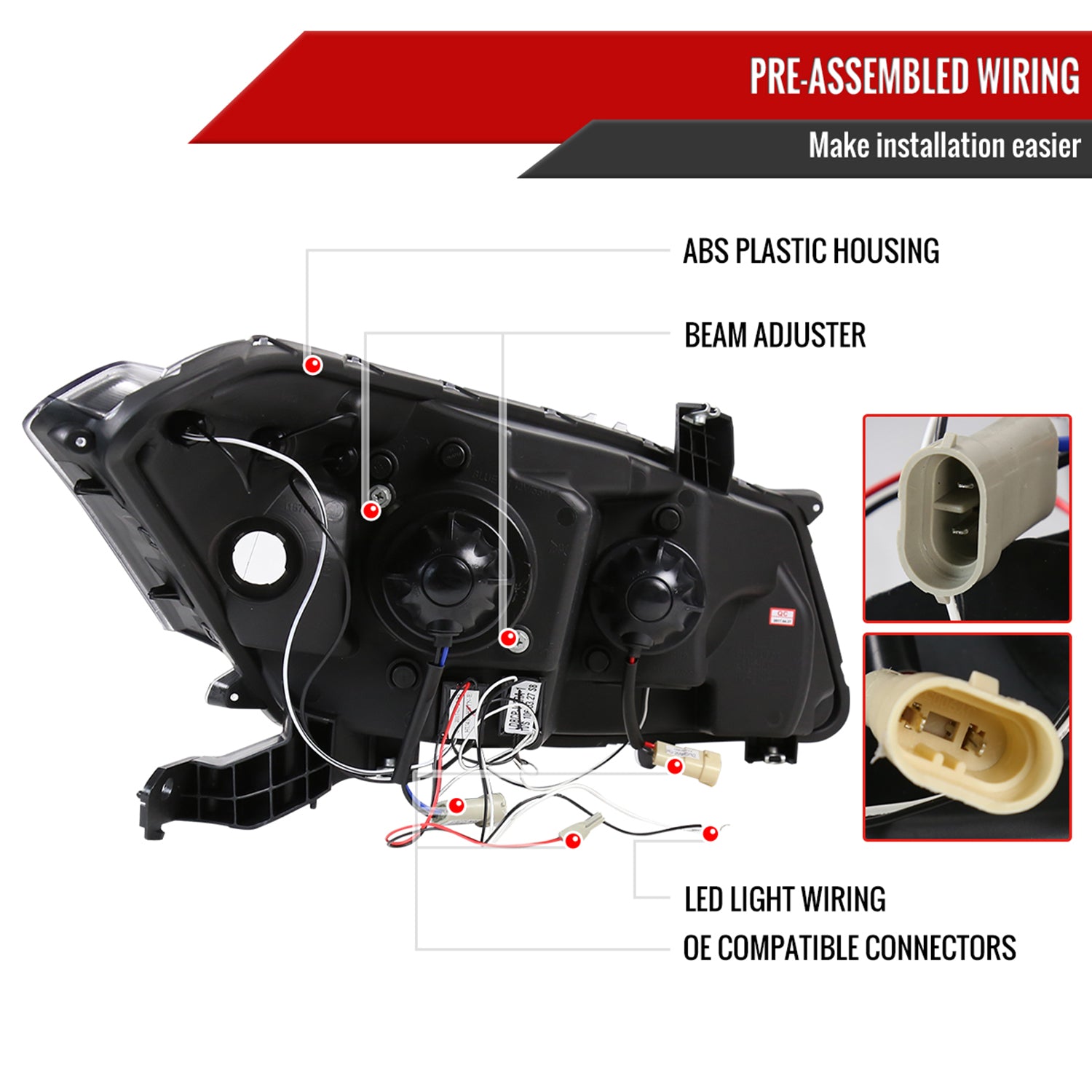 2008-2012 Honda Accord Coupe Dual Halo Projector Headlights Glossy Black/Smoke