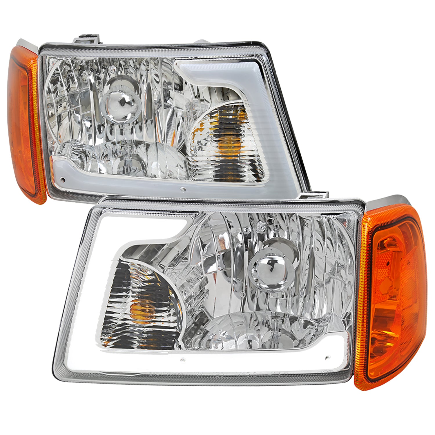 2001-2011 Ford Ranger LED Bar Factory Headlights Amber Corner Lamp Chrome