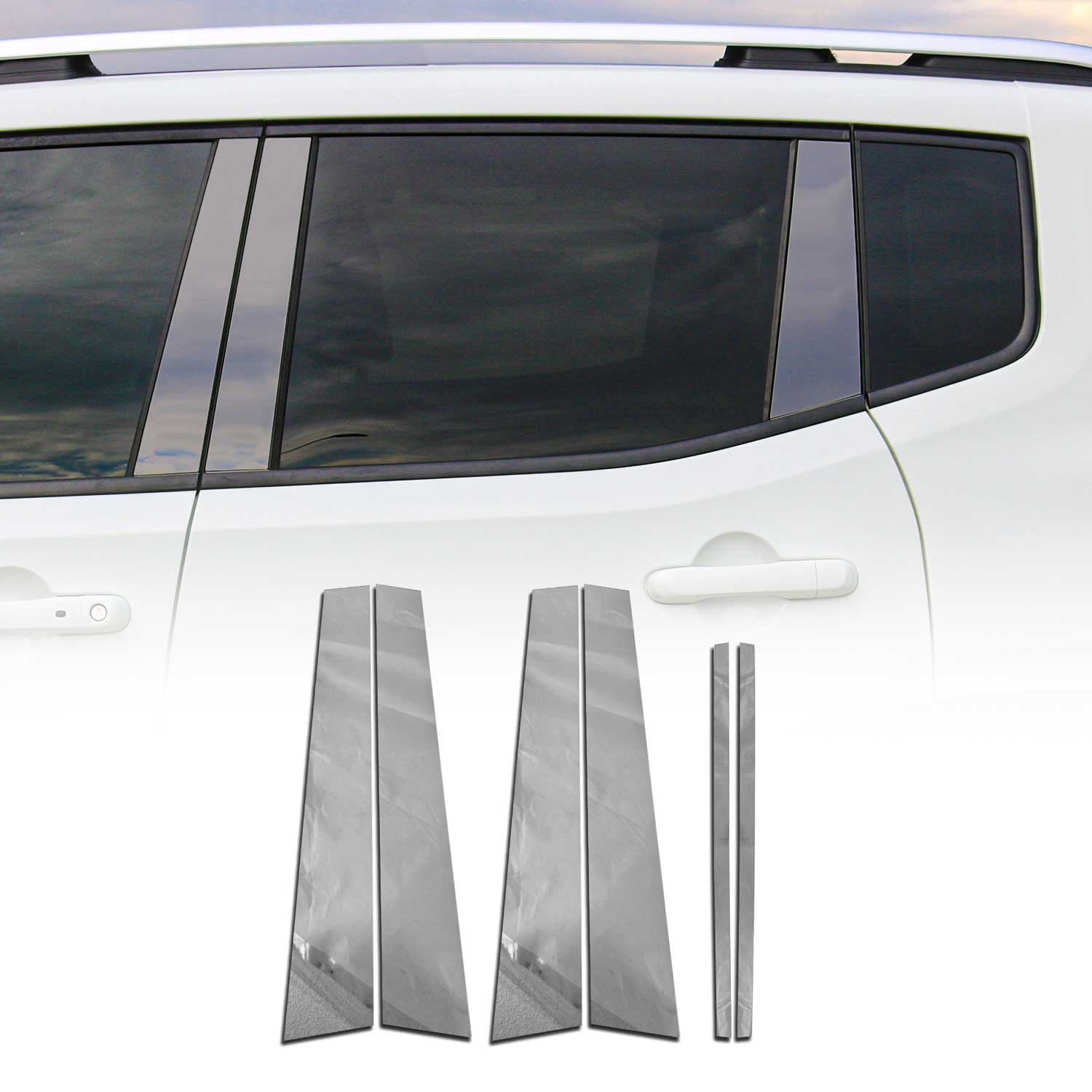 2008-2015 Land Rover LR2 Window B Pillar Posts Door Trim Cover Stainless Steel Dark 6x