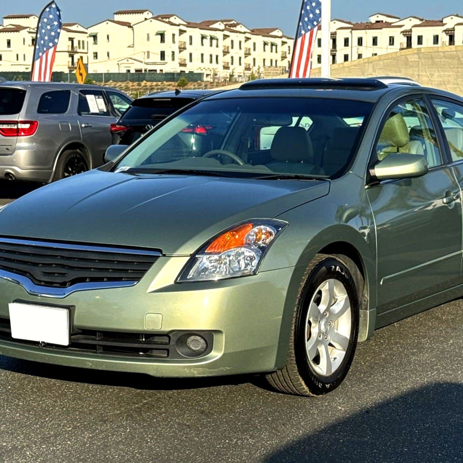 2007-2009 Nissan Altima Sedan Crystal Headlights Amber Reflector Matt Black