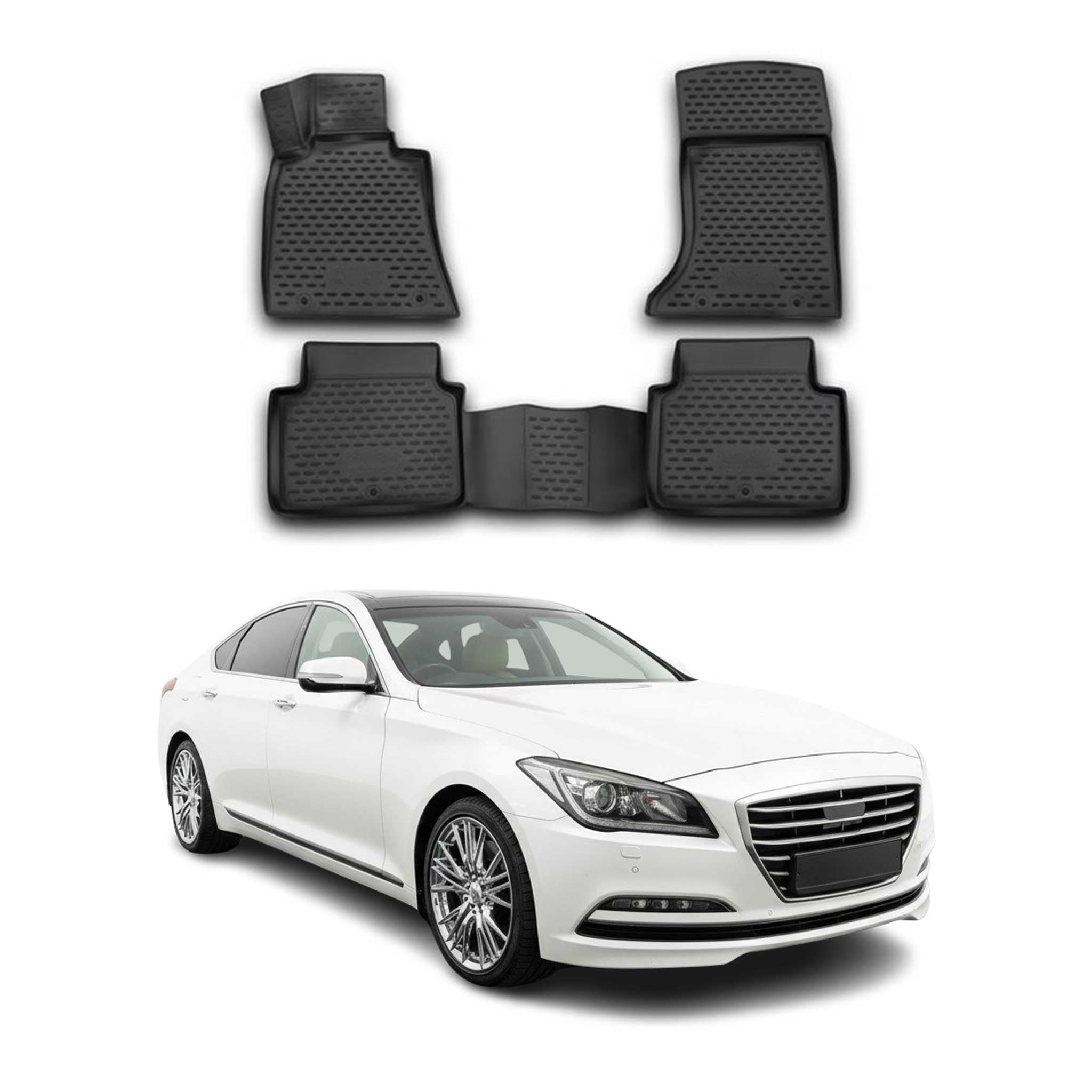 2015-2016 Hyundai Genesis Floor Mats Liners Full Set All Weather Black