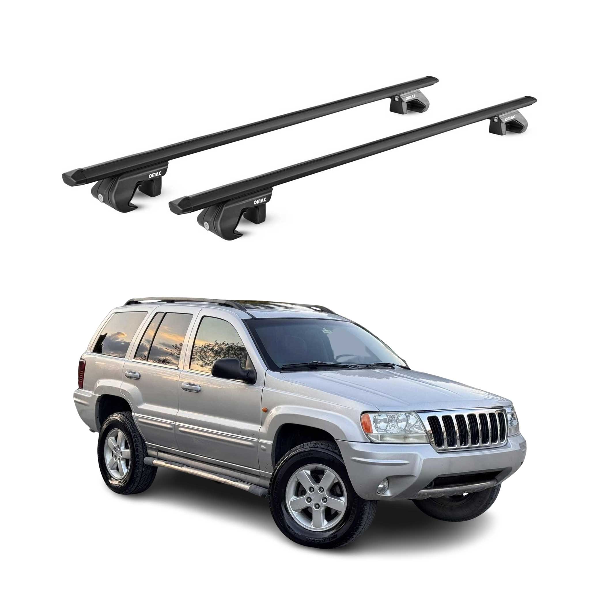 1999-2004 Jeep Grand Cherokee Roof Rack Cross Bars Black