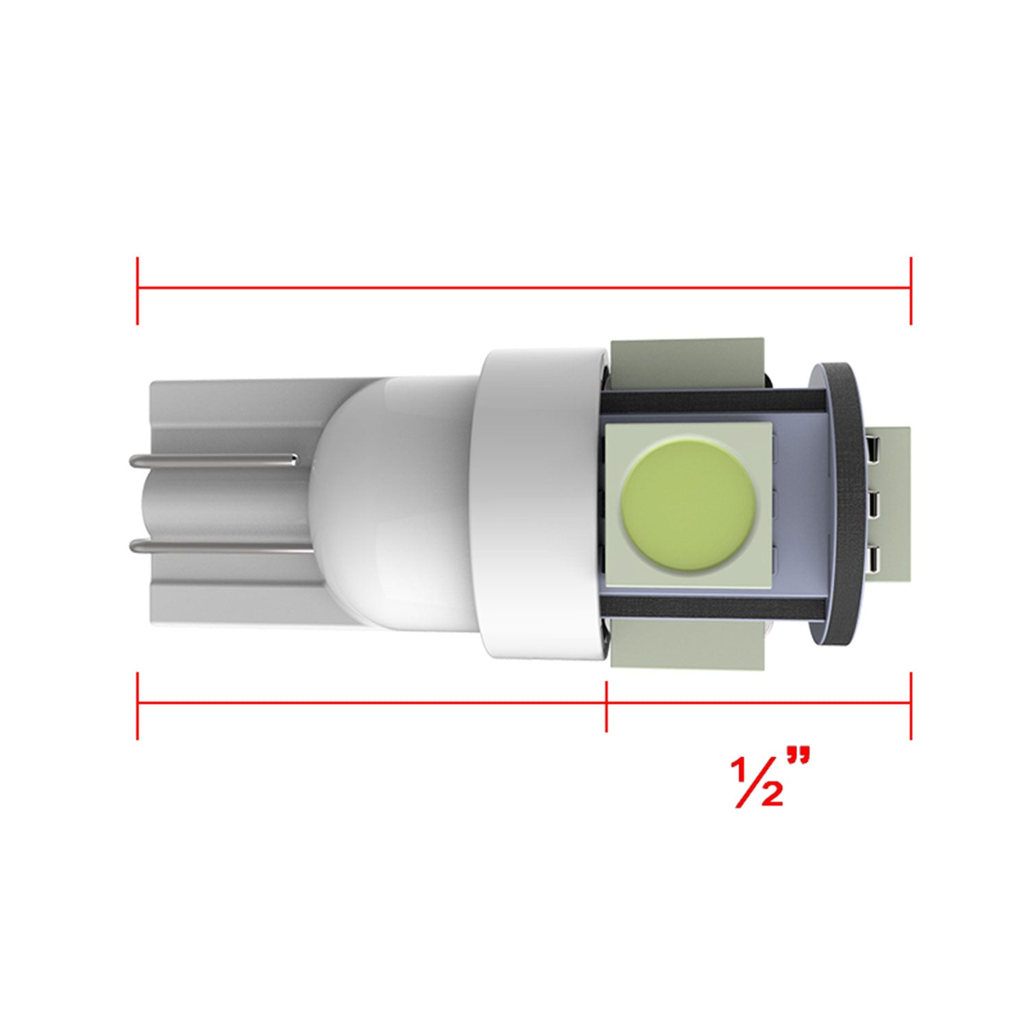 T10 5 SMD Wedge LED License Plate, Side Marker, Lamp Light Bulb - 2PC White