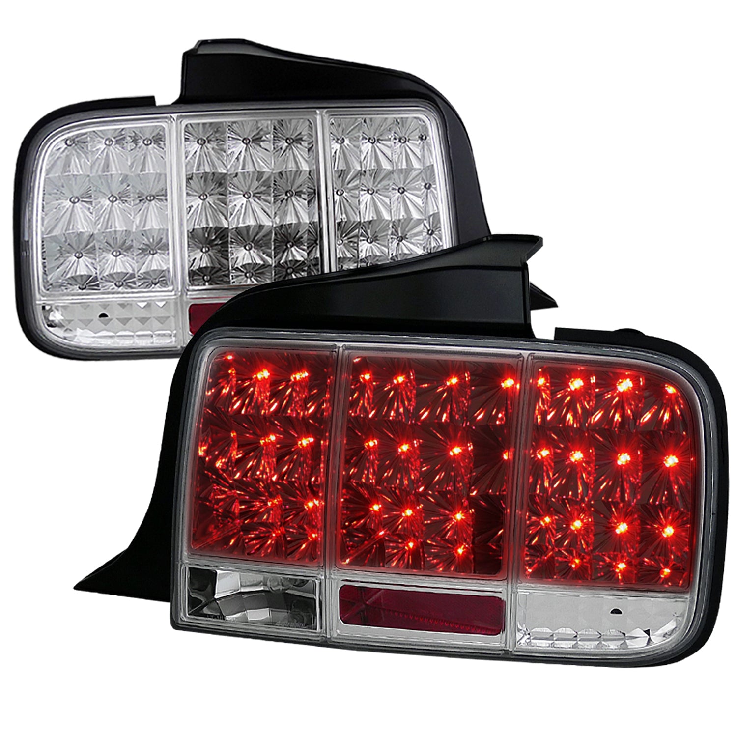 2005-2009 Ford Mustang Sequential LED Tail Lights Chrome Housing/Clear Lens