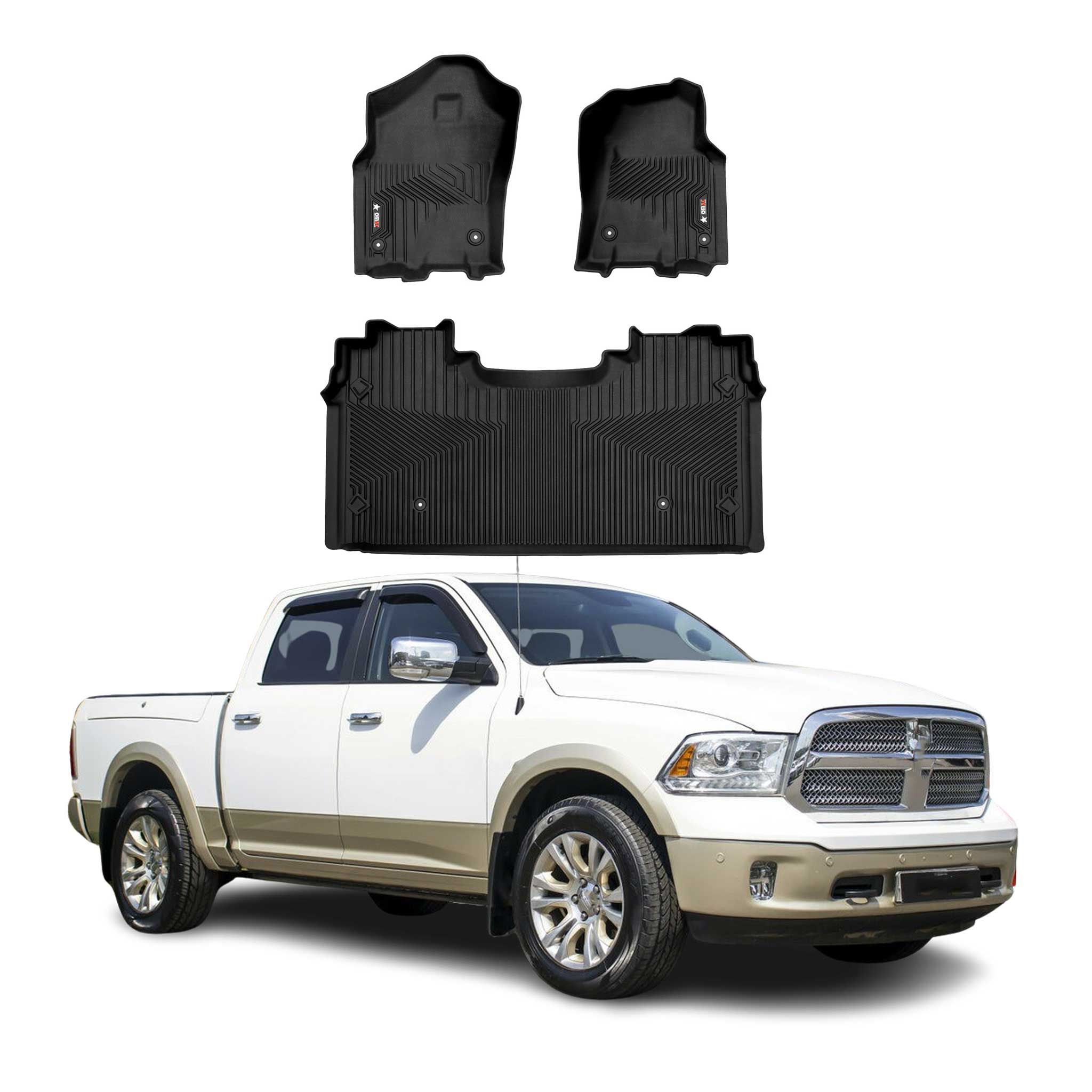 2019-2024 RAM 1500 Limited Crew Cab Premium Floor Mats Liners First and Second Row Set
