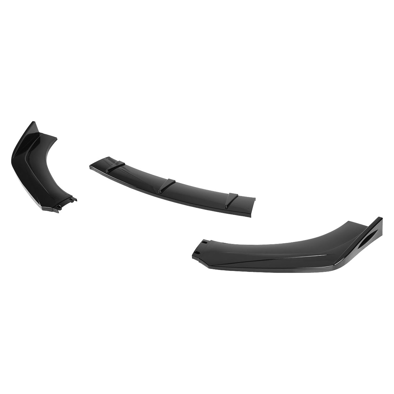 Universal Glossy Black Polypropylene 3Pcs Bumper Lip Spoiler Splitter Set
