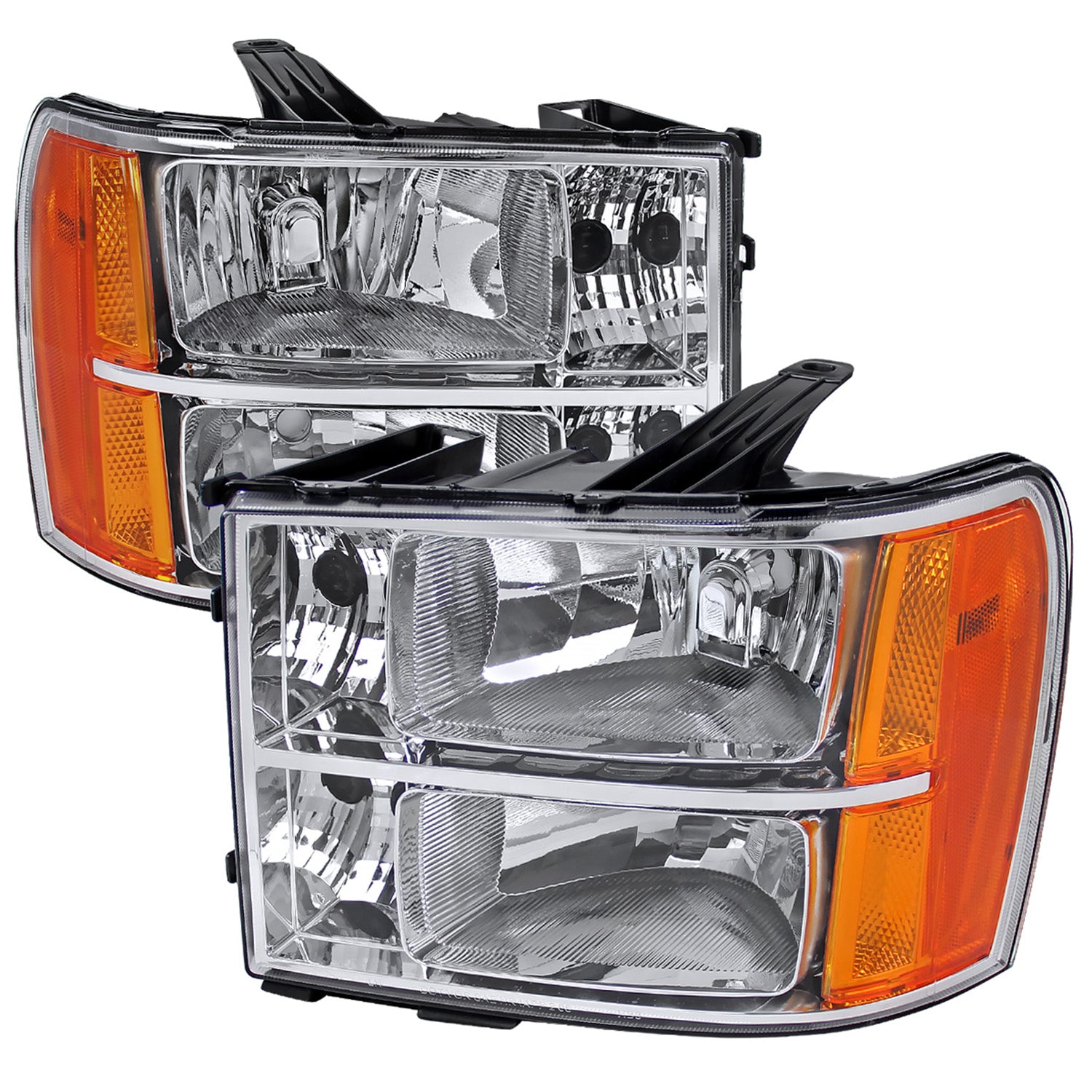 2007-2014 GMC Sierra Factory Style Headlights Chrome Housing/Clear Lens