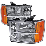 2007-2014 GMC Sierra Factory Style Headlights Chrome Housing/Clear Lens