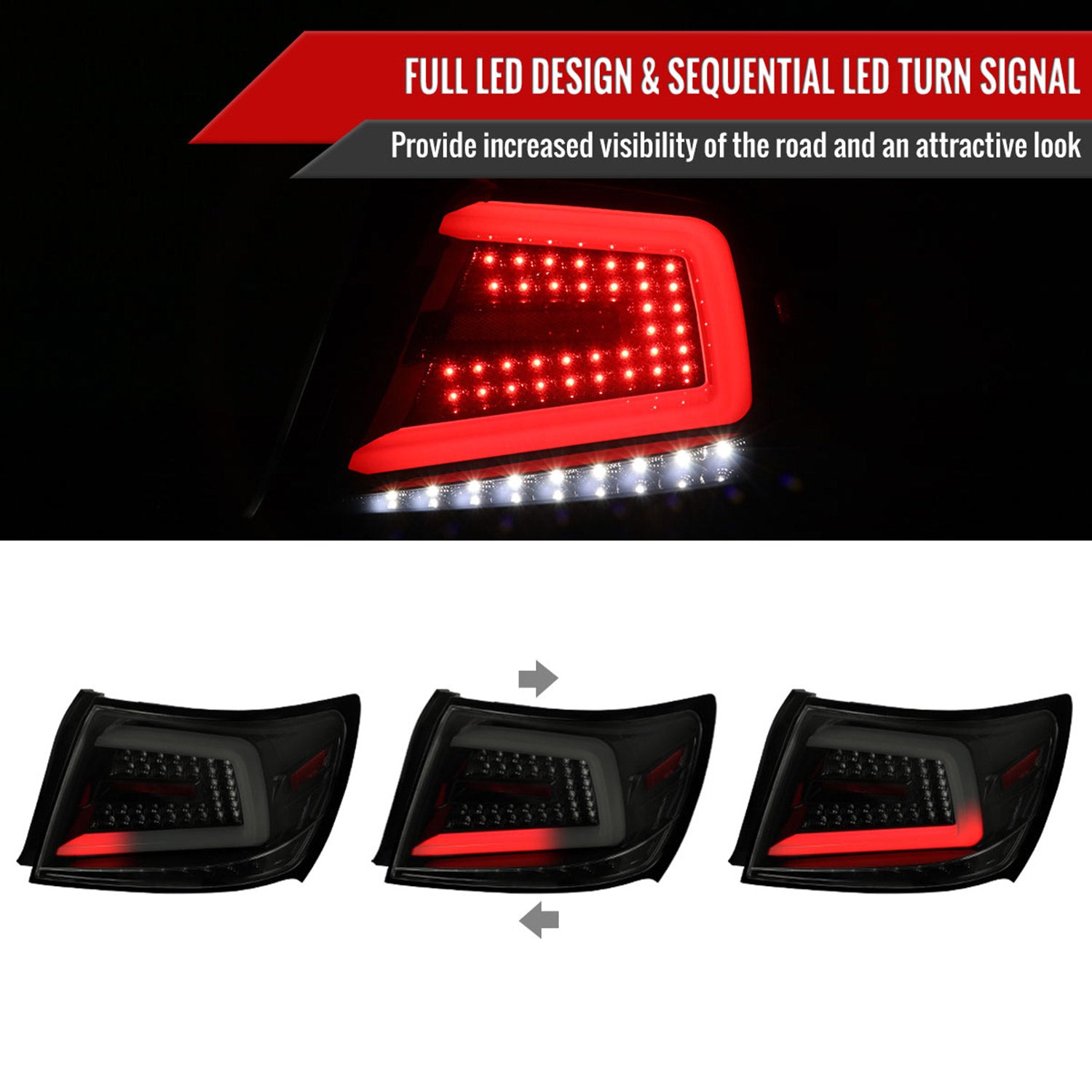 2008-2014 Subraru Impreza WRX/STI LED Turn Signal Tail Lights Glossy Black