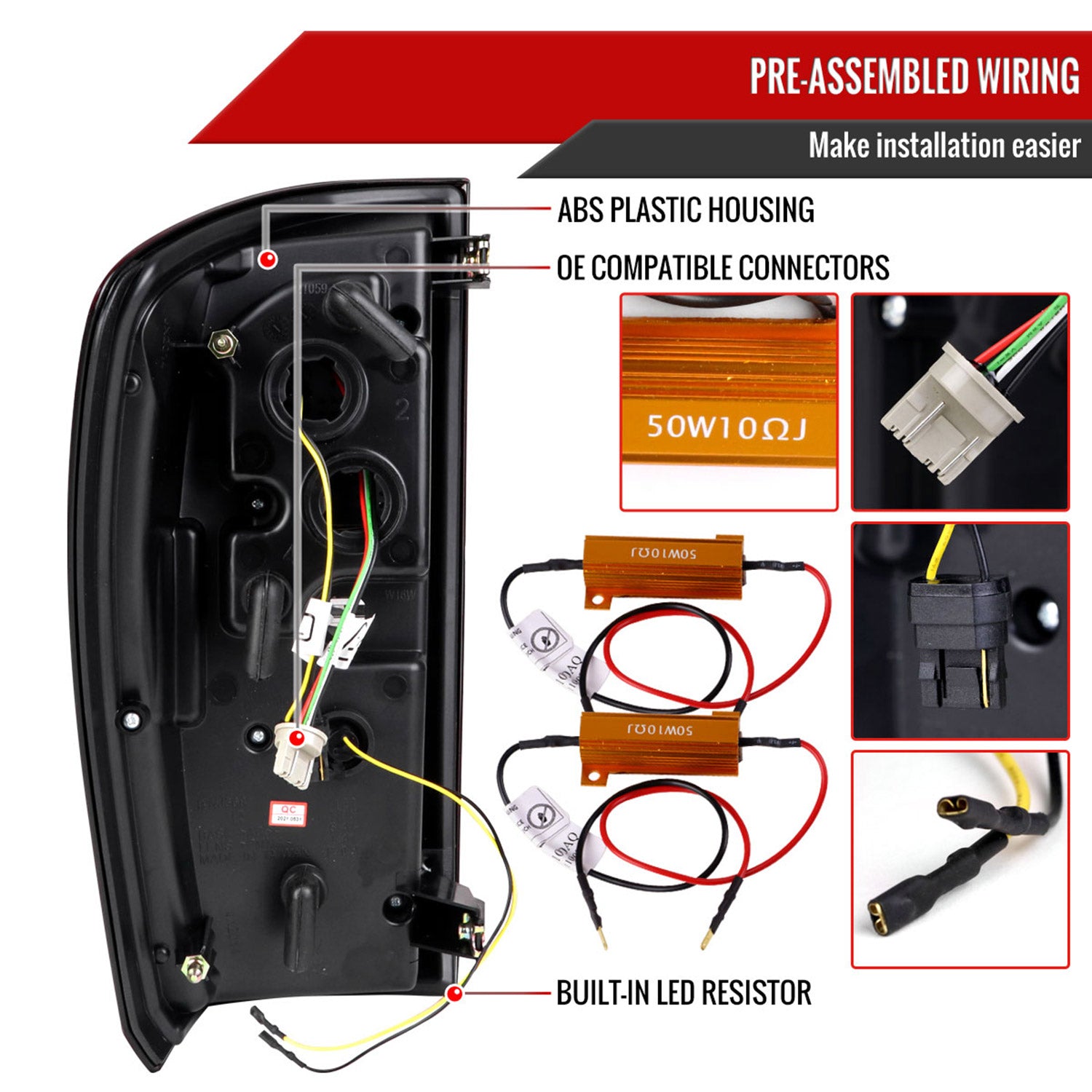 2016-2022 Toyota Tacoma LED Bar Tail Lights Glossy Black Housing/Smoke Lens