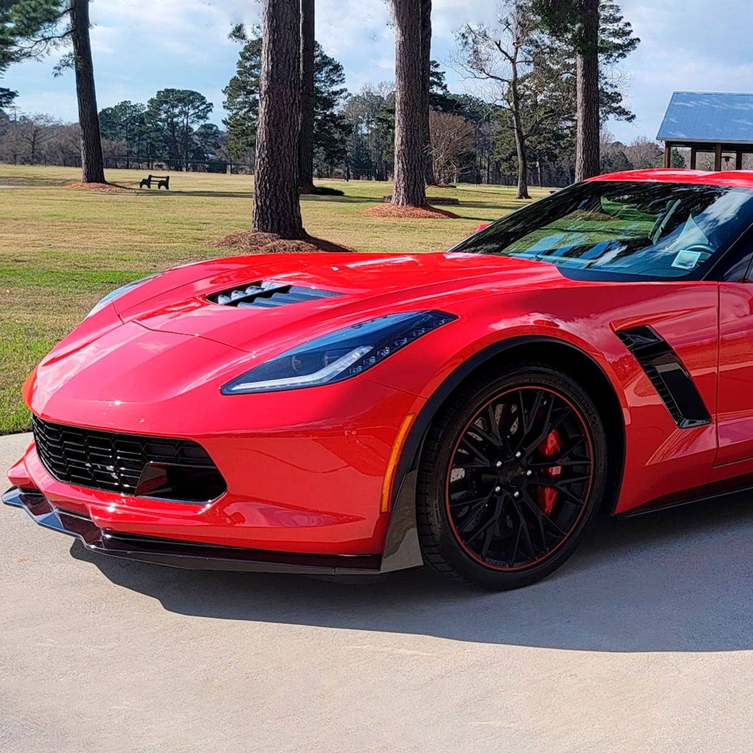 2014-2019 Chevrolet Corvette C7 Black 2PC Front Bumper Canards Spats Cover