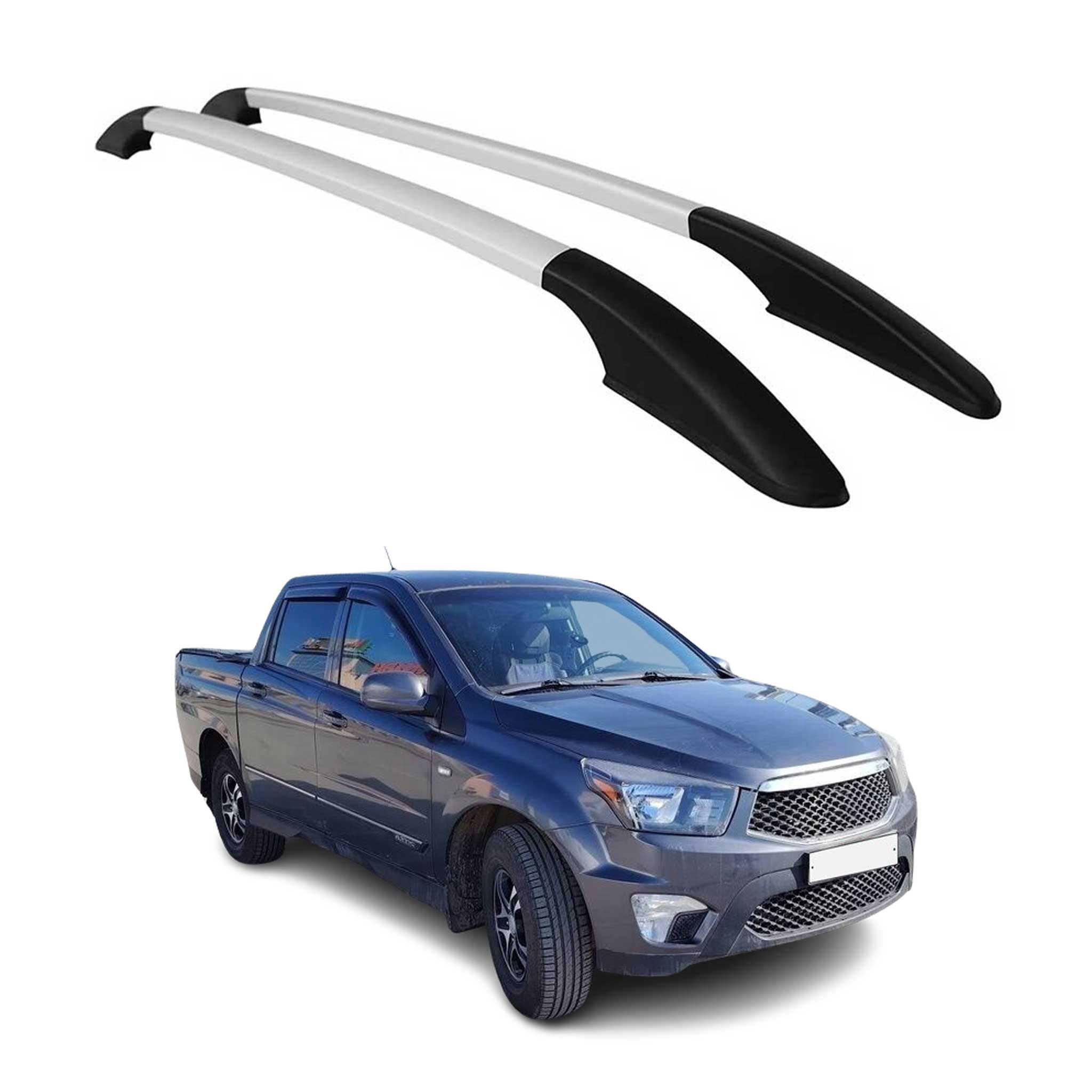 2007-2012 SsangYong Actyon Sport Roof Rack Rails Side Rails Silver