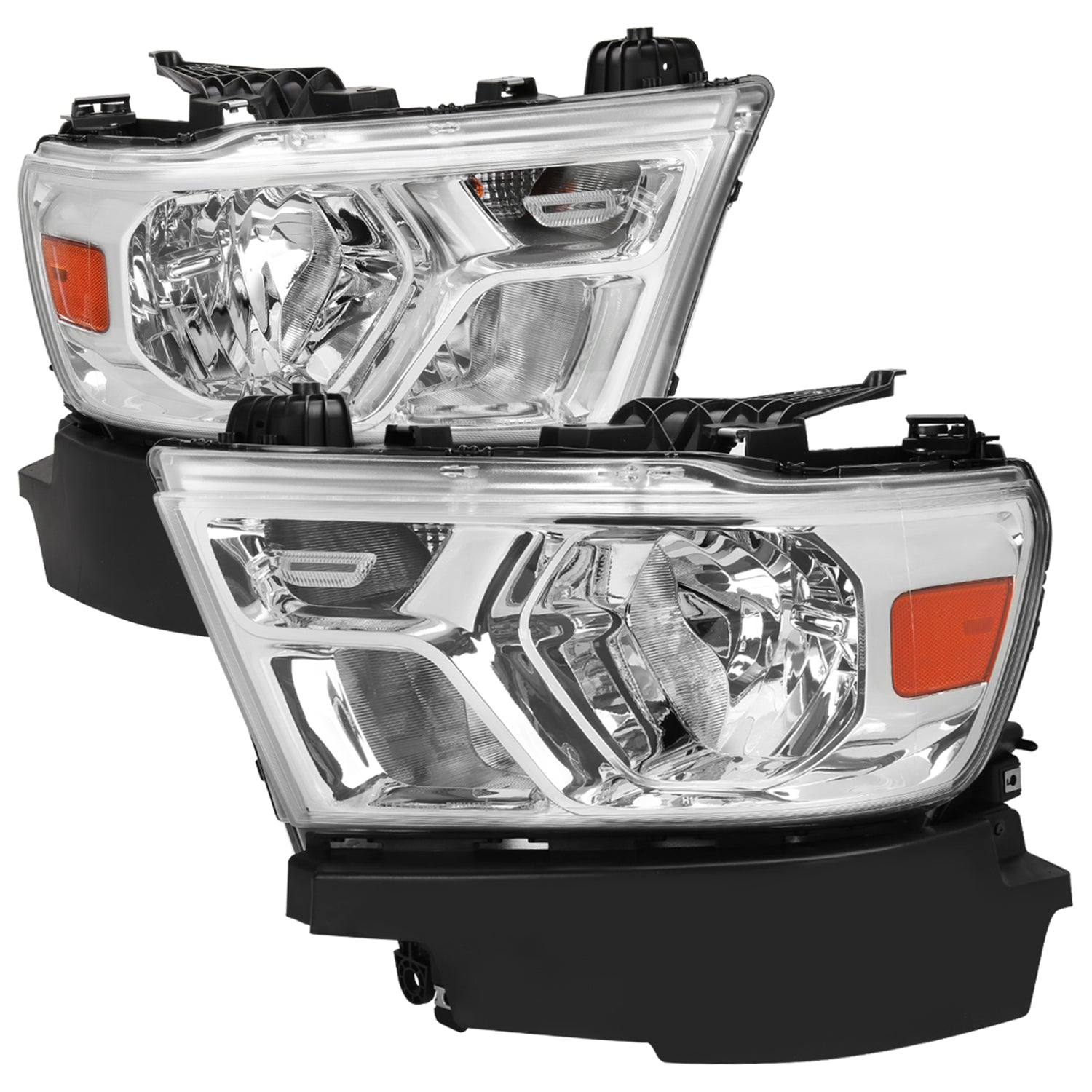 2019-2024 Dodge RAM 1500 Factory Headlights w/Amber Reflectors Chrome/Clear