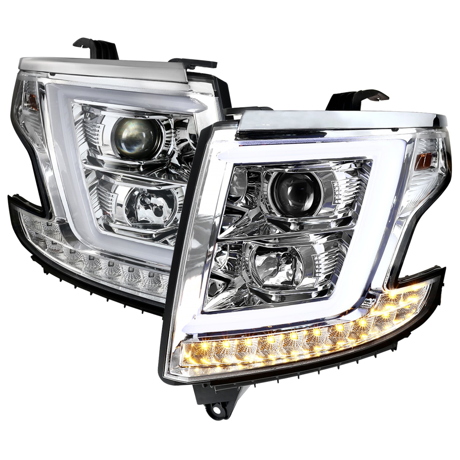 2015-2020 Chevy Tahoe Suburban/ 3500HD LED C-Bar Headlights LED Signal Chrome