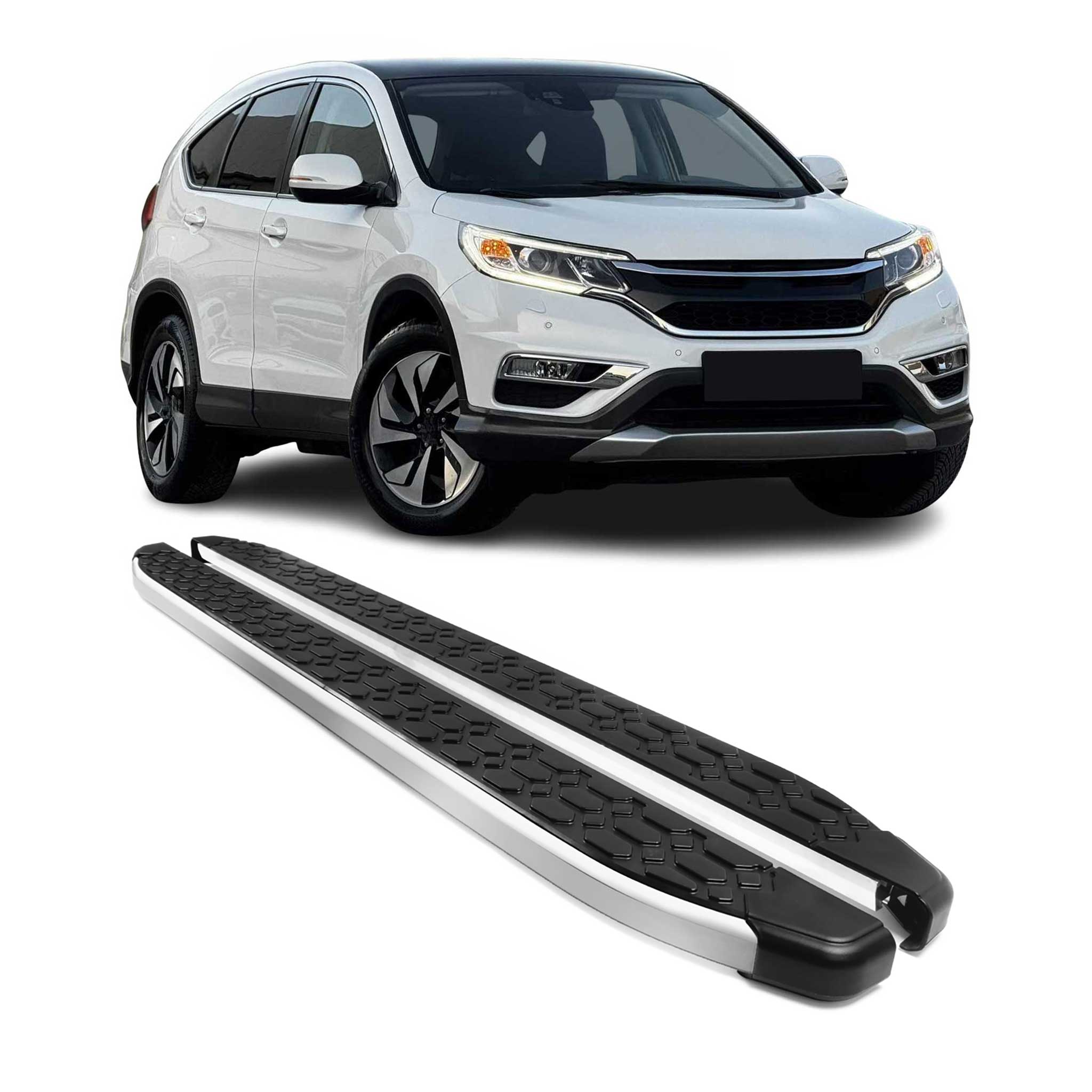 2012-2016 Honda CR-V Running Boards Side Steps Silver & Black