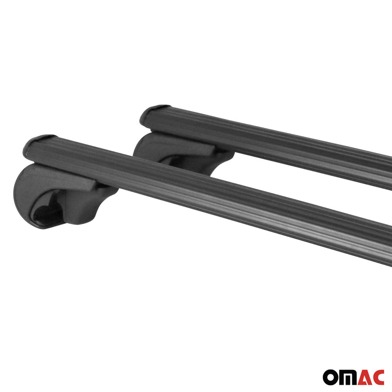 Roof Rack Raised Rail Cross Bars Carrier Lockable 59" 2 Pcs Aluminum Black