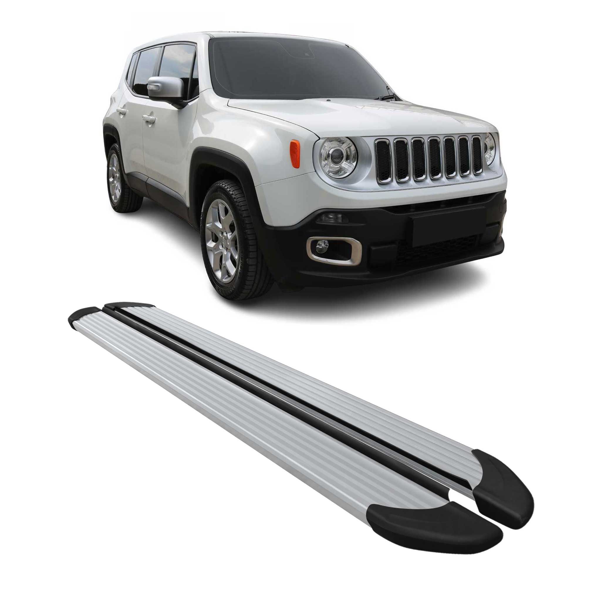 2015-2024 Jeep Renegade Running Boards Side Steps Silver