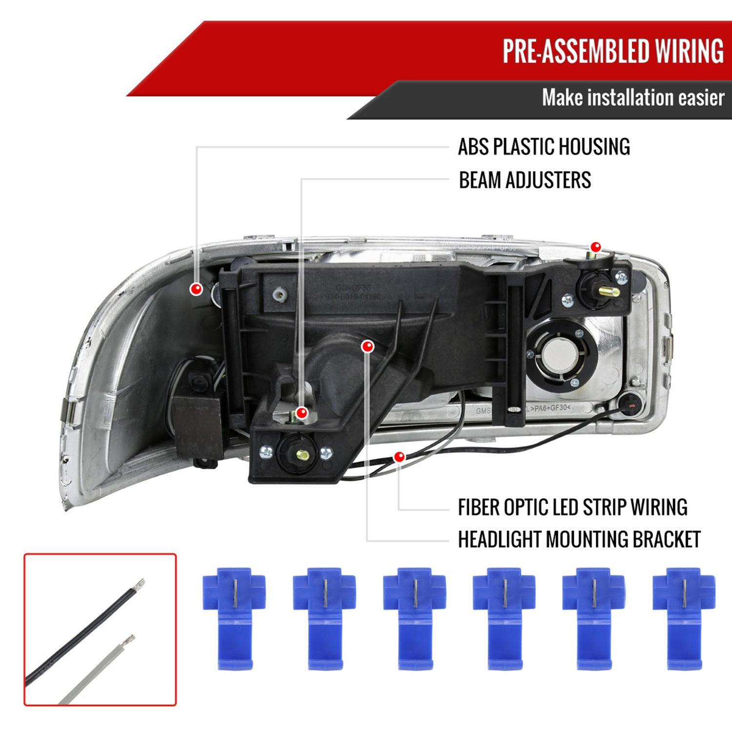 1999-2006 GMC Sierra/ 00-2006 Yukon/Yukon XL LED Tube Factory Headlights Smoke