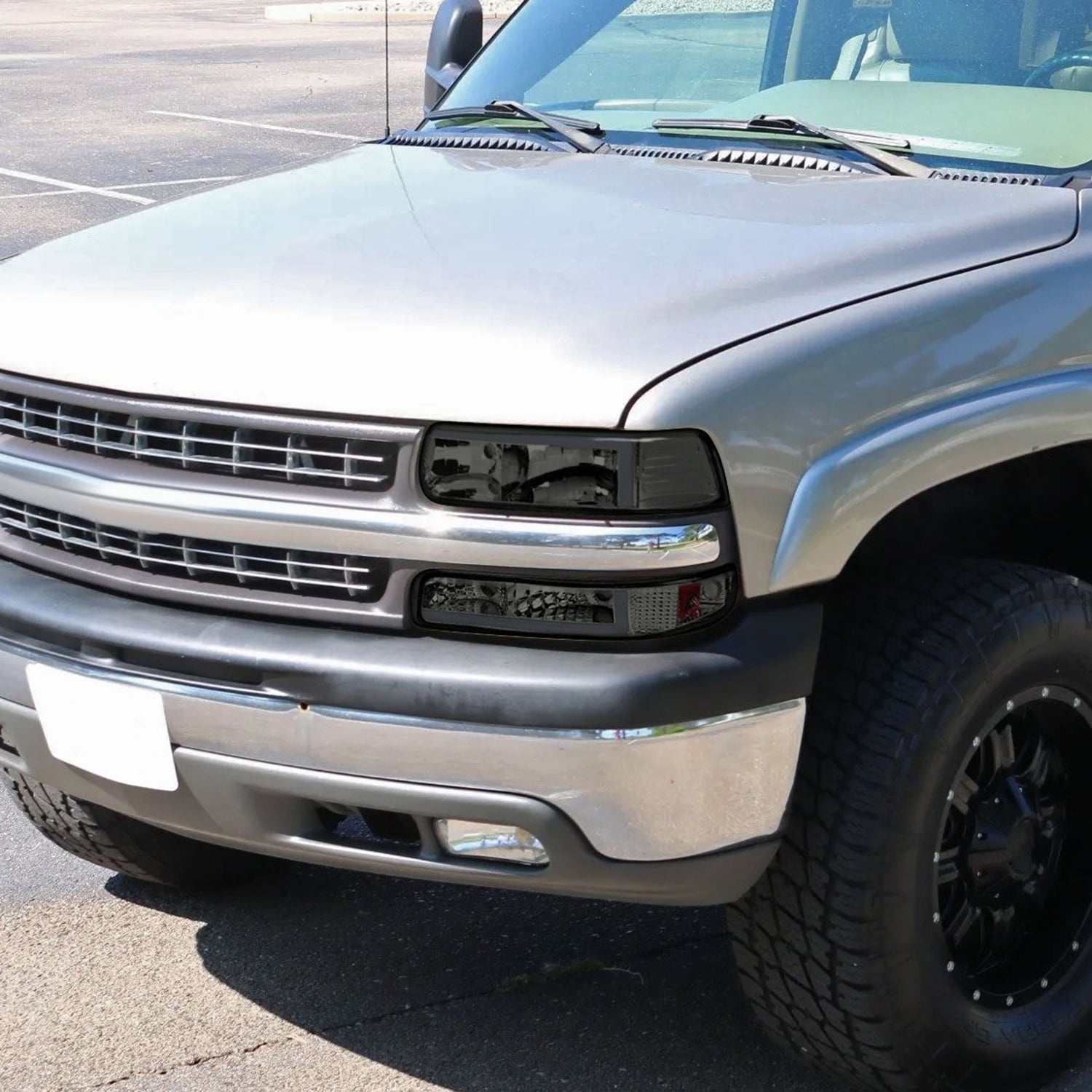 1999-2002 Chevy Silverado 1500 2500/Tahoe Suburban LED Headlights Chrome&Smoke