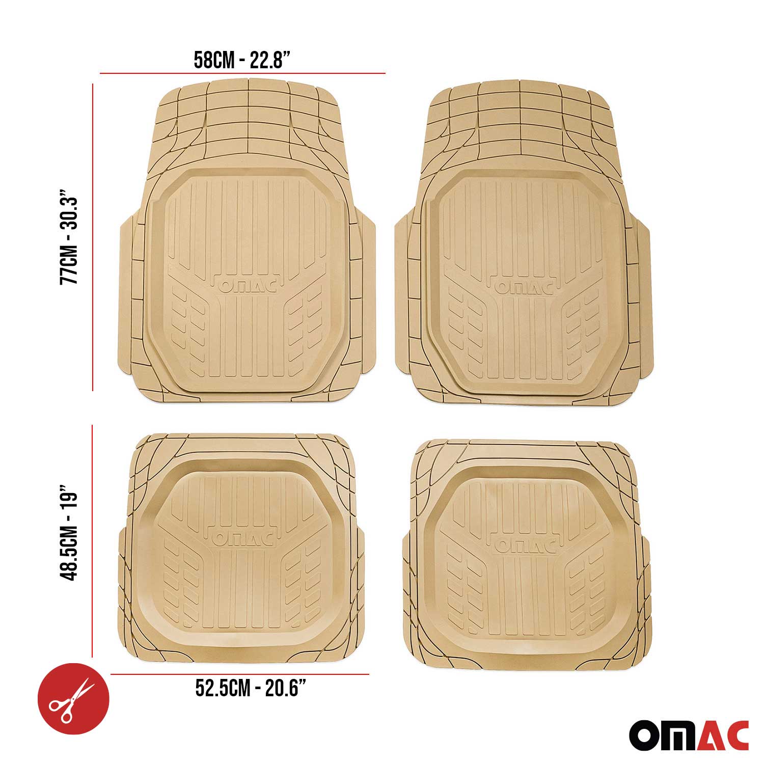 Mitsubishi Heavy Duty Trim to fit Floor Mats Liner Tan All Weather 4Pcs