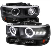 1999-2002 Chevy Silverado/ Tahoe Suburban Headlights Bumper Lights Matte Black