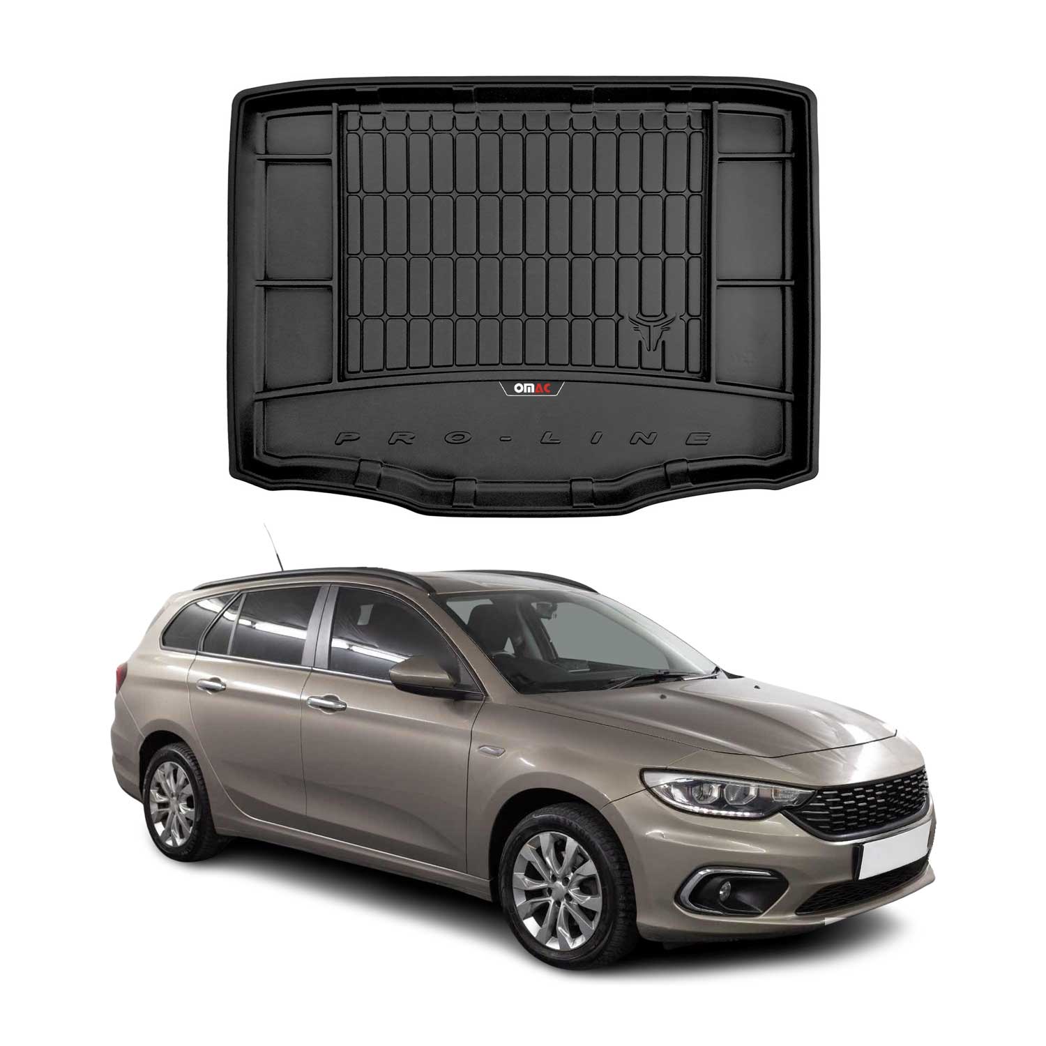 2016-2024 Fiat Tipo Wagon Premium Cargo Liner Trunk Mat All Weather Heavy Duty Lower Black