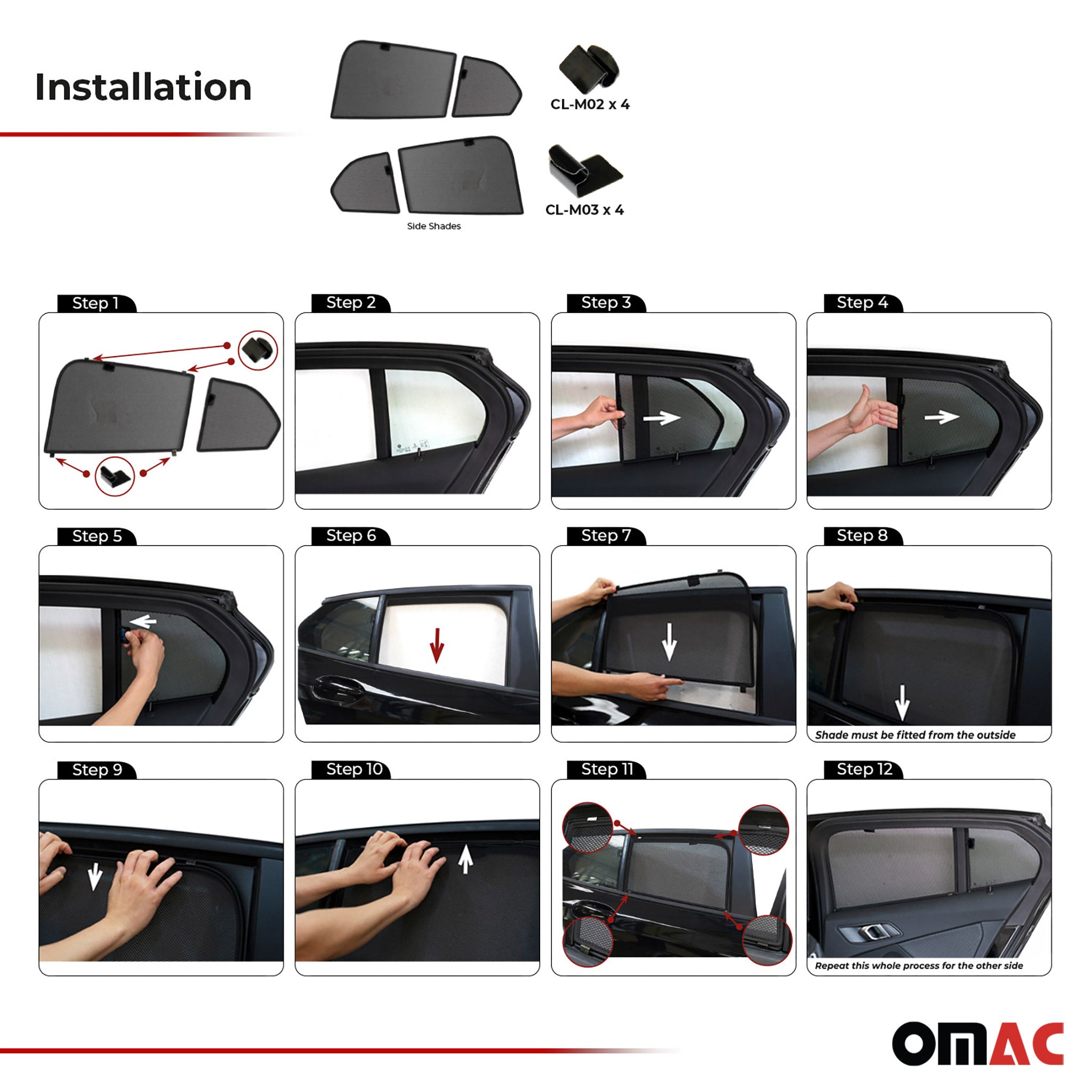 Side Window Curtain Mesh for BMW 1 Series E88 2008-2013 Black 4x