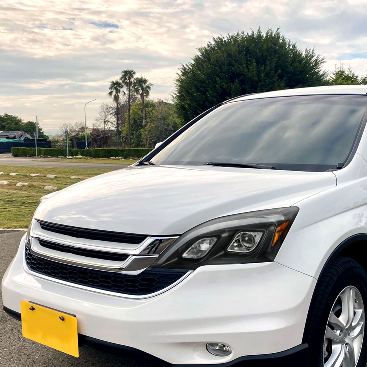 2007-2011 Honda CRV LED Bar Projector Headlights Matte Black/Clear Lens