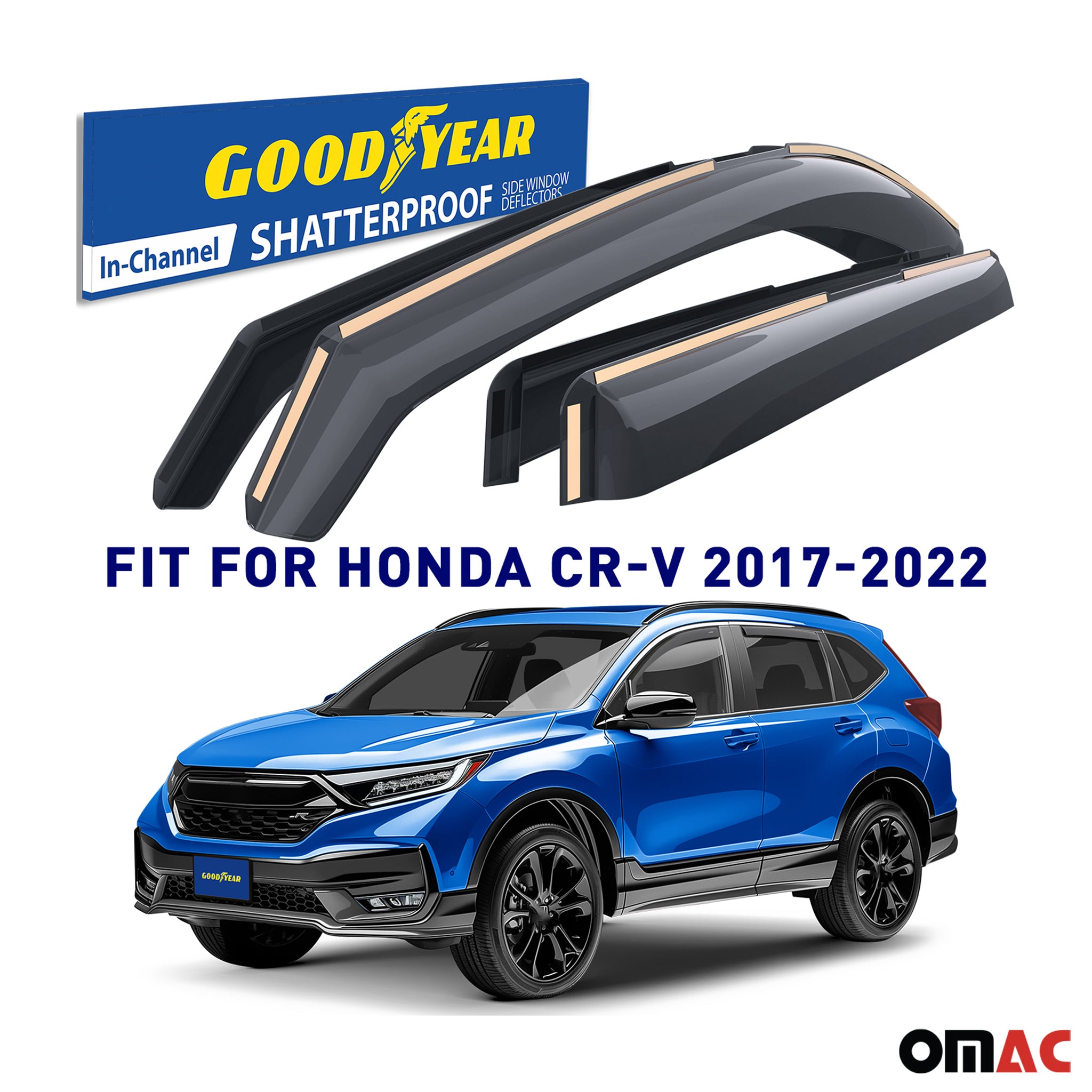 Goodyear Wind Deflectors for Honda CR-V (CRV) 2017-2022 In-channel Smoke 4 pcs