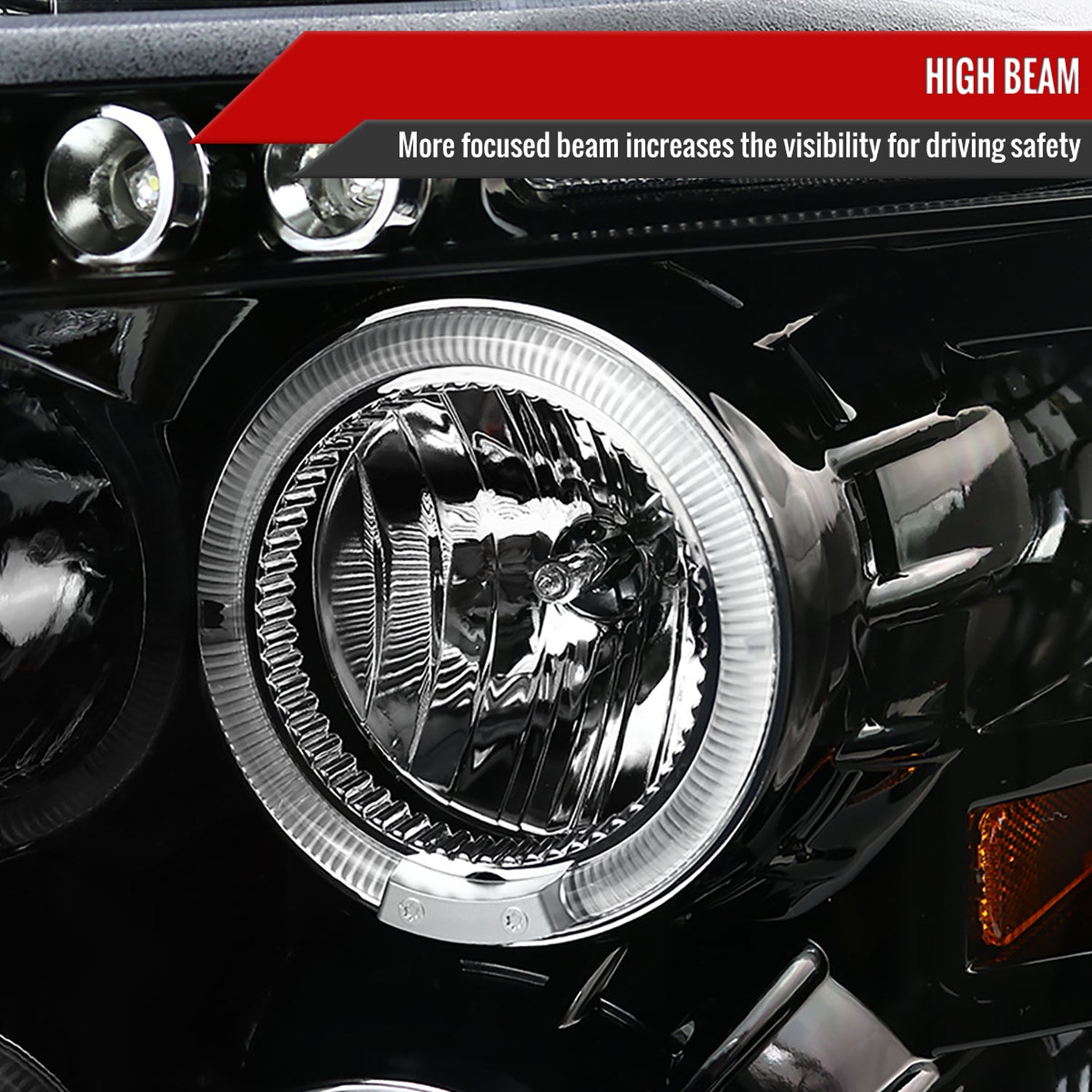 2007-2013 Chevy Silverado 1500 2500HD 3500HD Dual Halo Headlights Jet Black