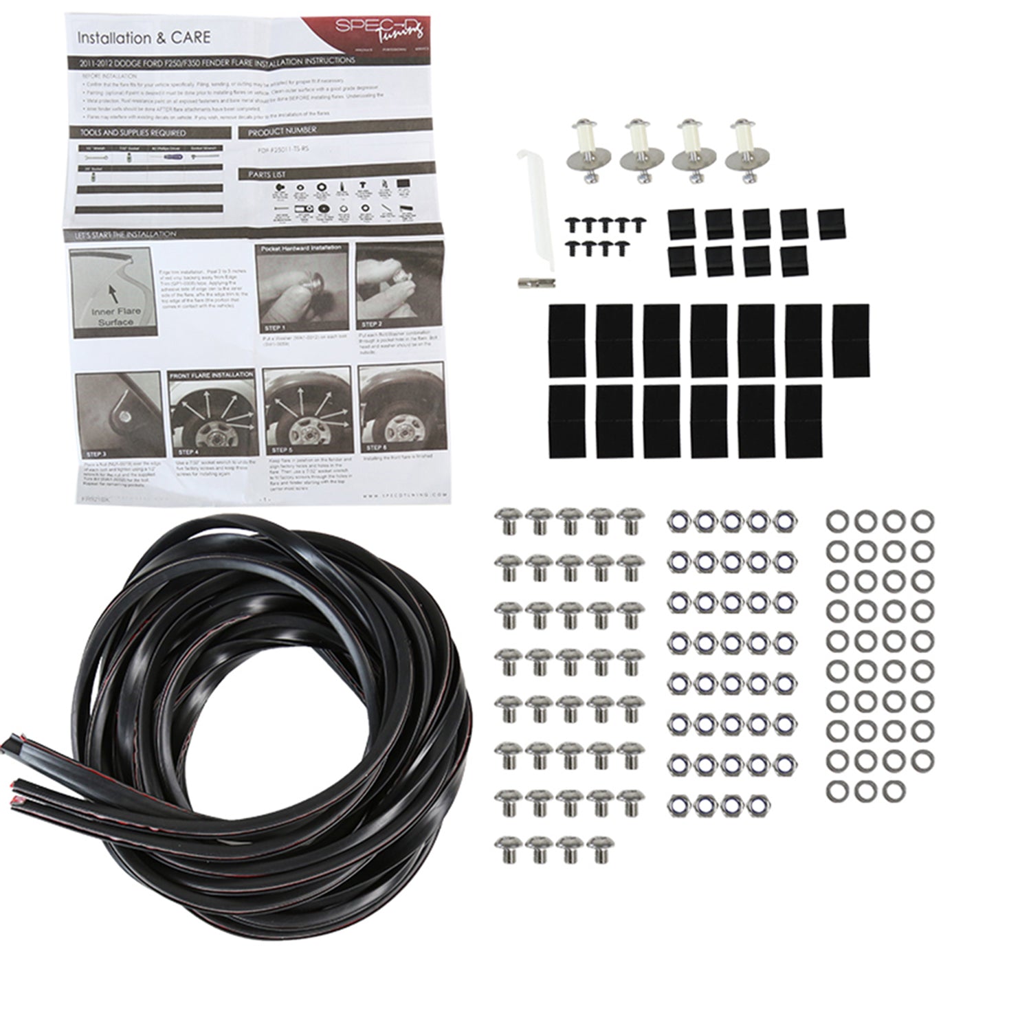 2011-2016 Ford F-250 / F-350 SuperDuty Short Bed Only Textured Rivet Style Fender Flares 1 set of 4 pieces