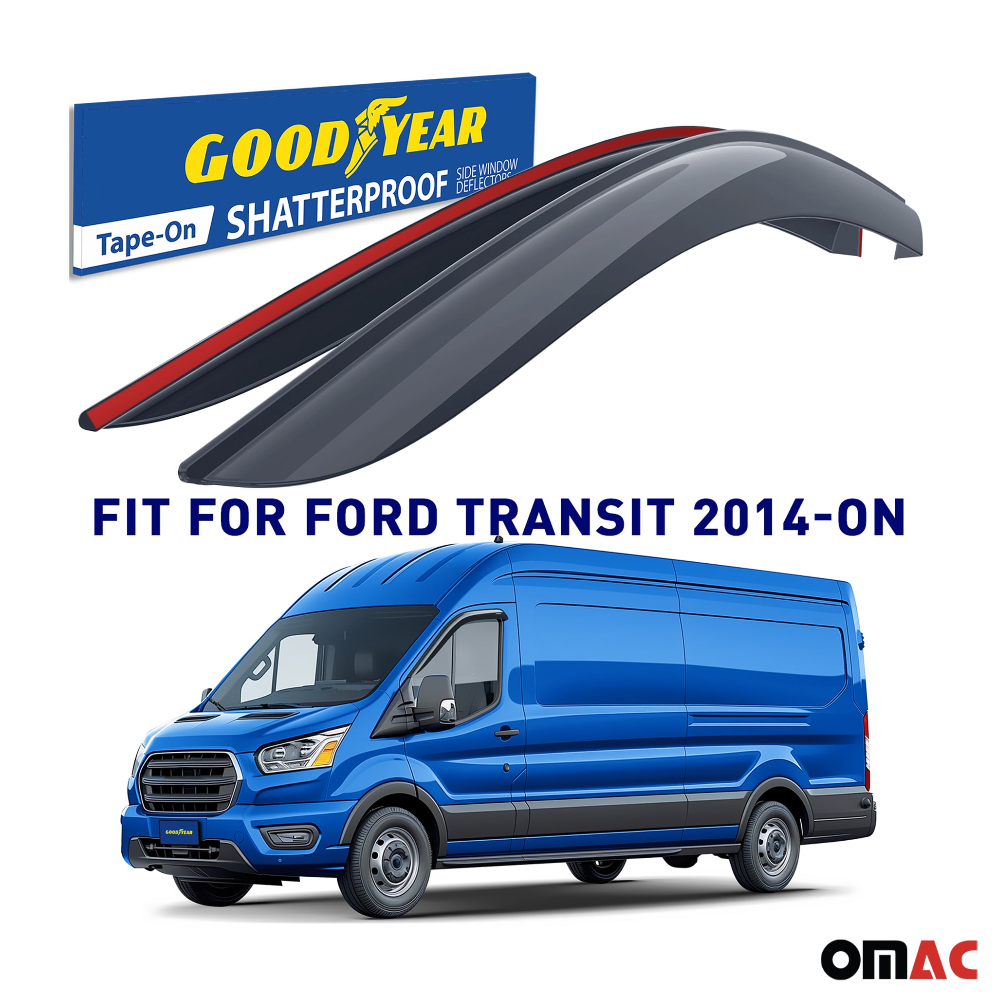 Goodyear Wind Deflectors for Ford Transit 2014-2025 Commercial Models Smoke 2x