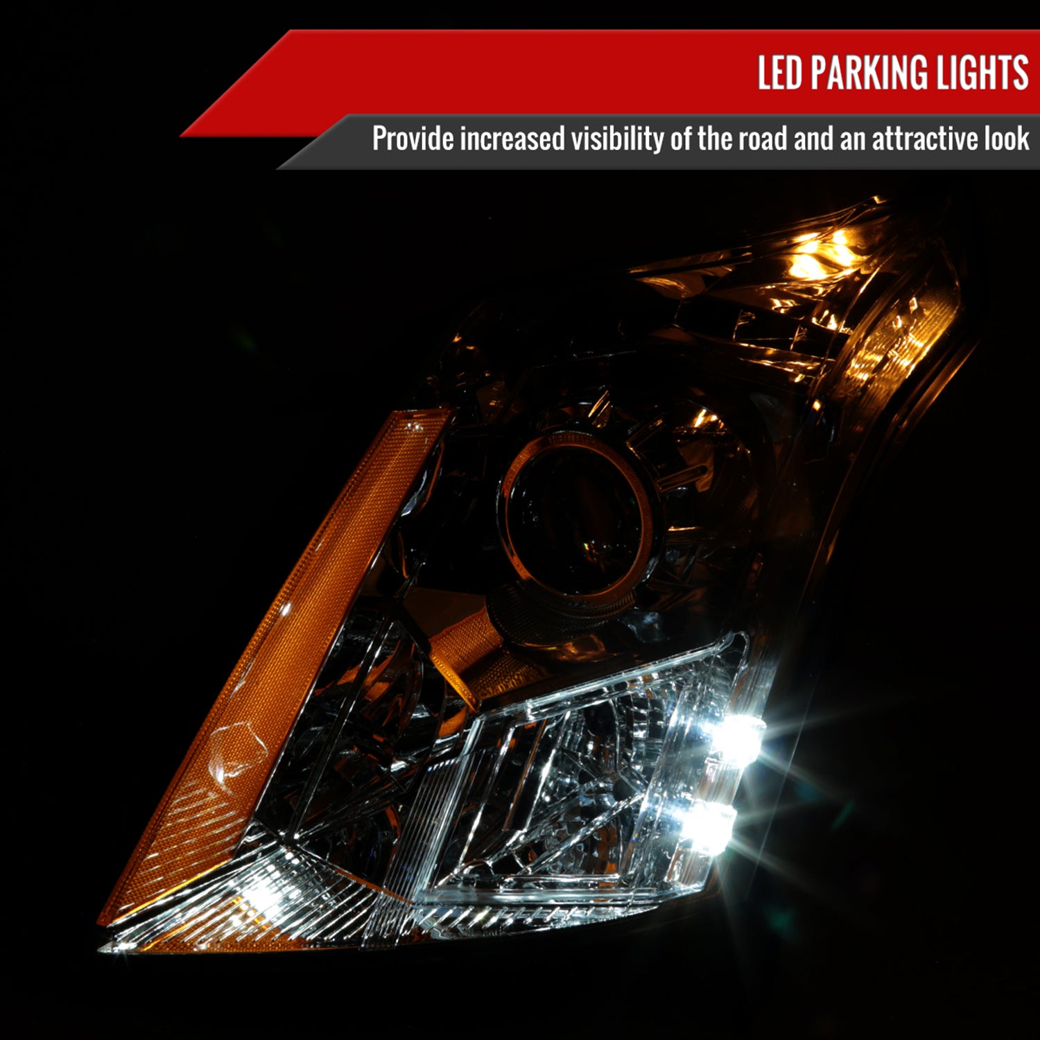 2010-2016 Cadillac SRX Projector Headlights Chrome Housing/Clear Lens