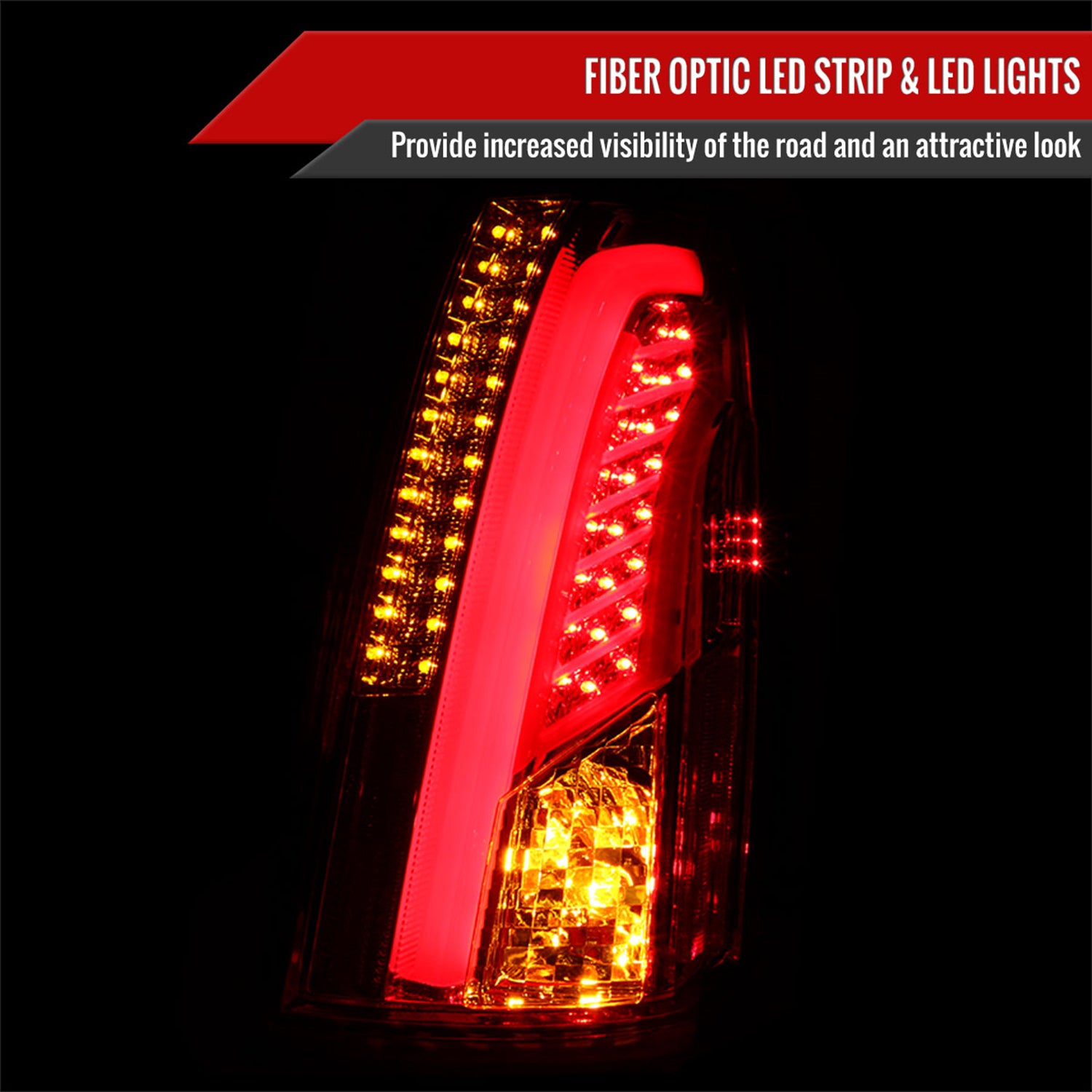 2003-2007 Cadillac CTS LED Tail Lights Chrome Housing/Red Lens