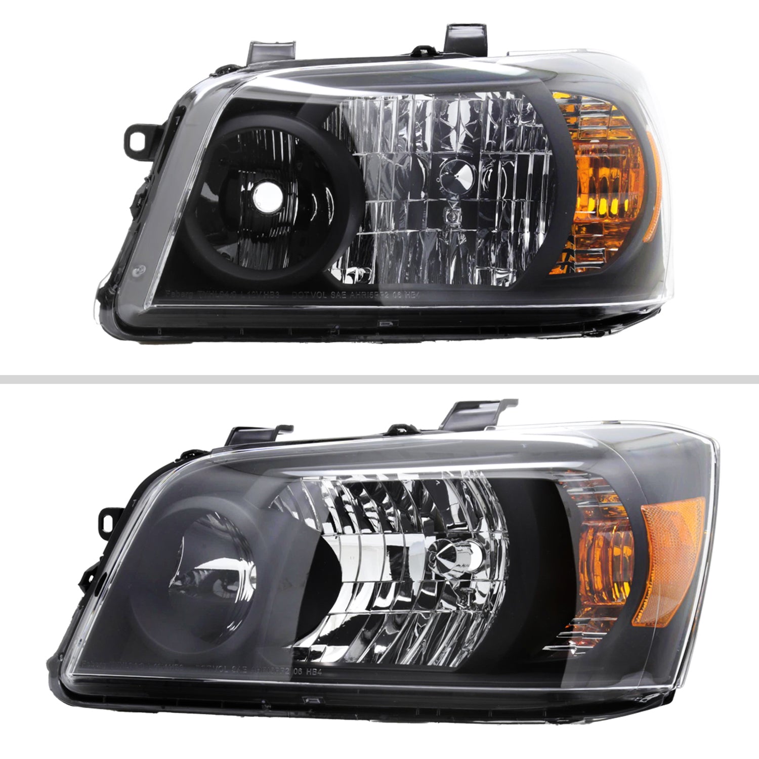 2004-2007 Toyota Highlander Factory Style Headlights Matte Black/Clear Lens