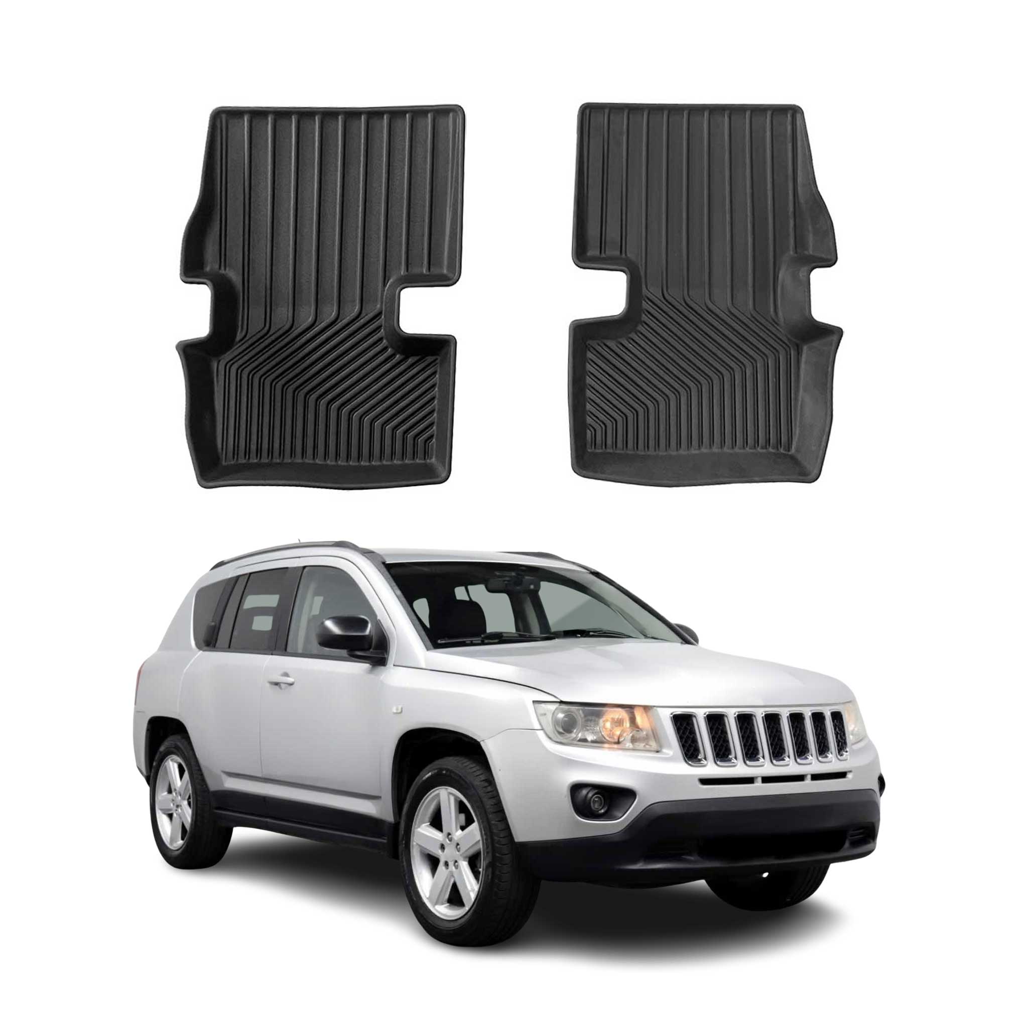 2007-2017 Jeep Compass Premium Floor Mats Liners Second Row Rear Black