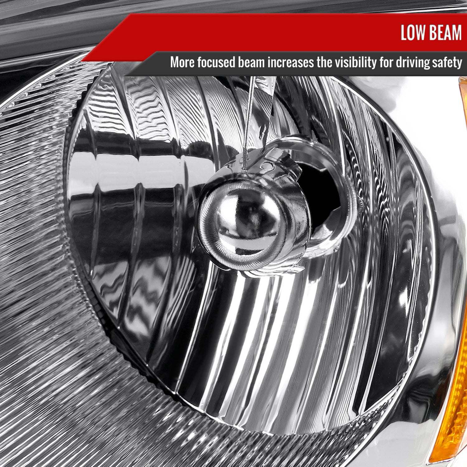 2004-2007 Chevy Malibu Factory Headlights w/Amber Reflectors Chrome/Clear