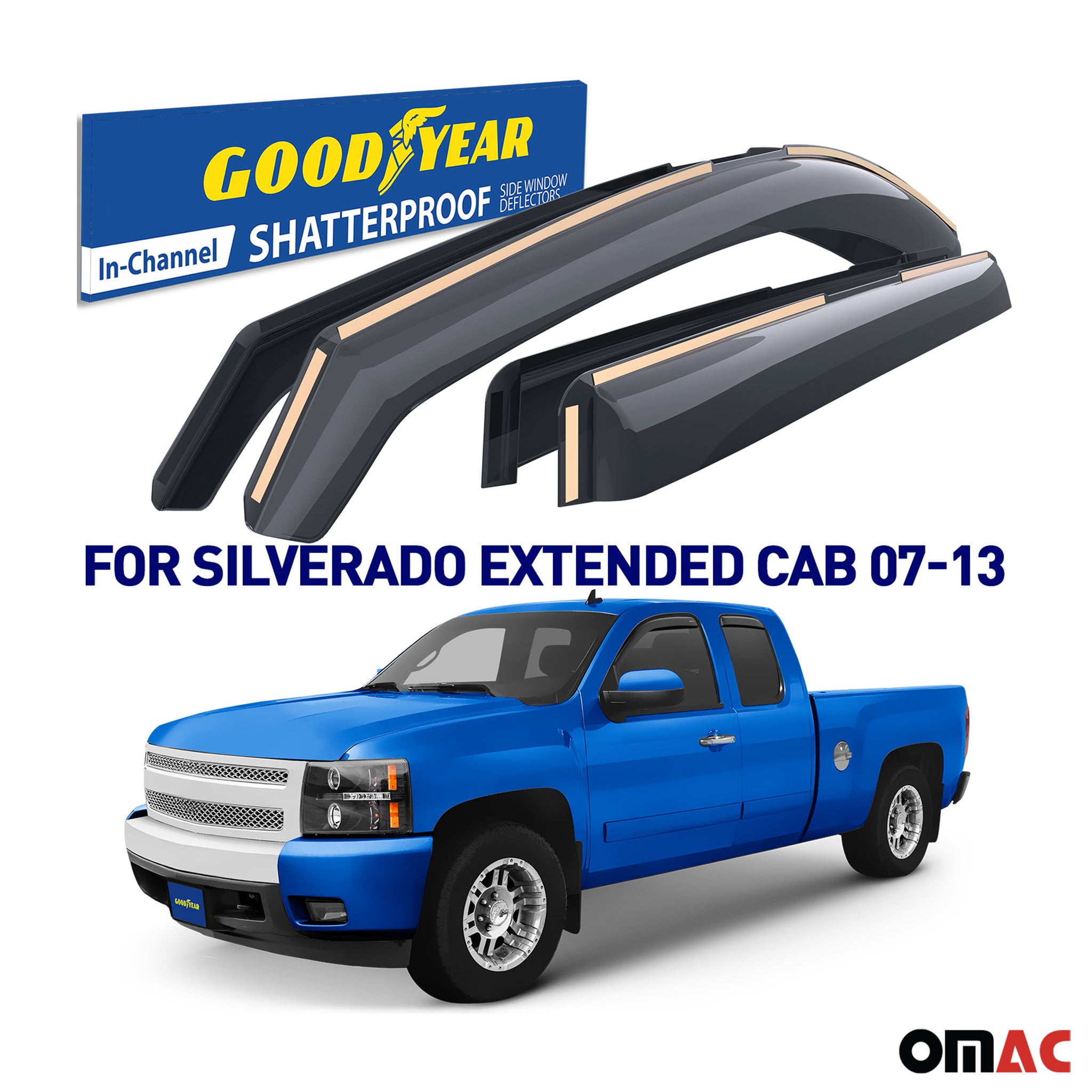 Goodyear Wind Deflectors for Chevrolet Silverado 1500 2007-2013 Extended Cab 4x