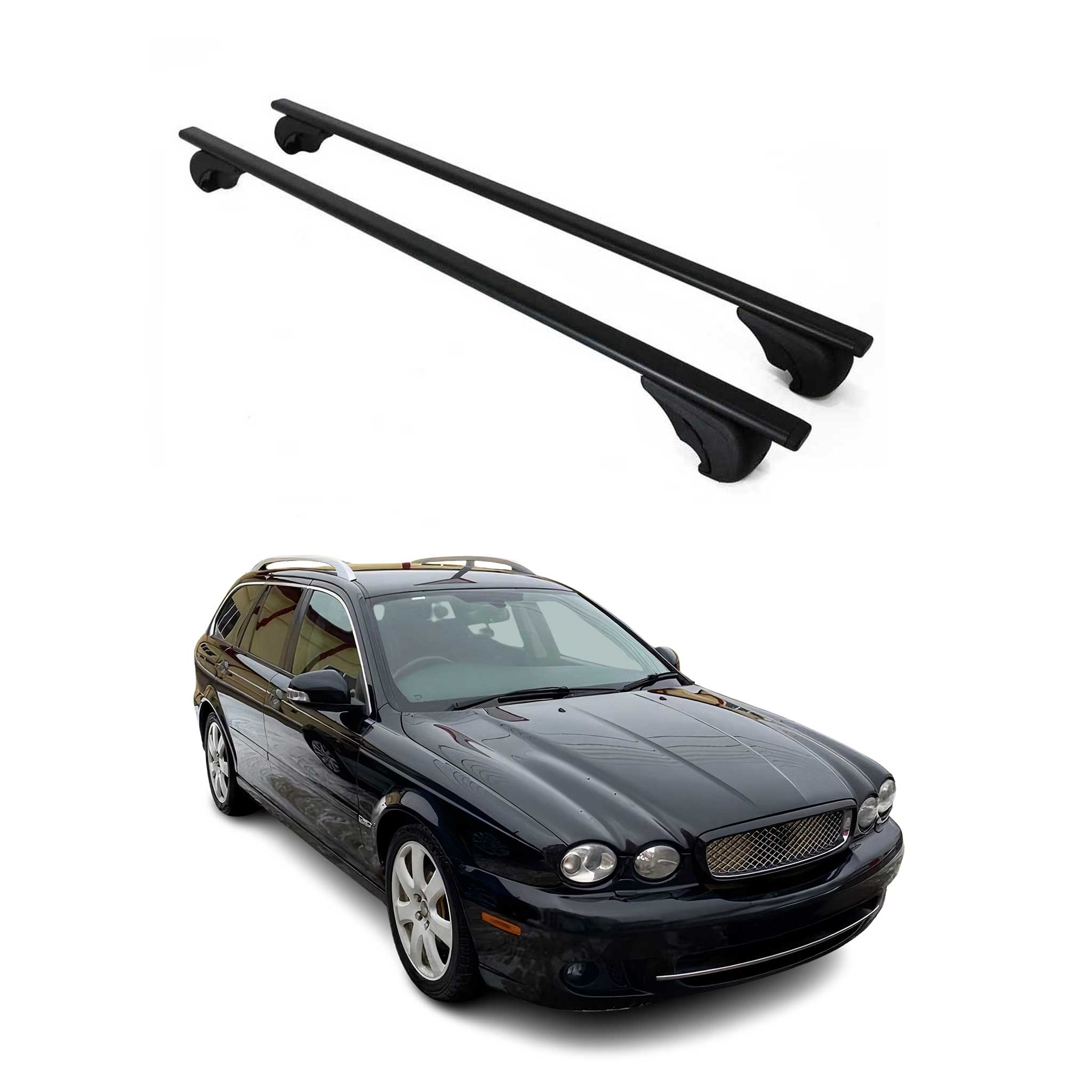 2002-2008 Jaguar X-Type Wagon Roof Rack Cross Bars Black