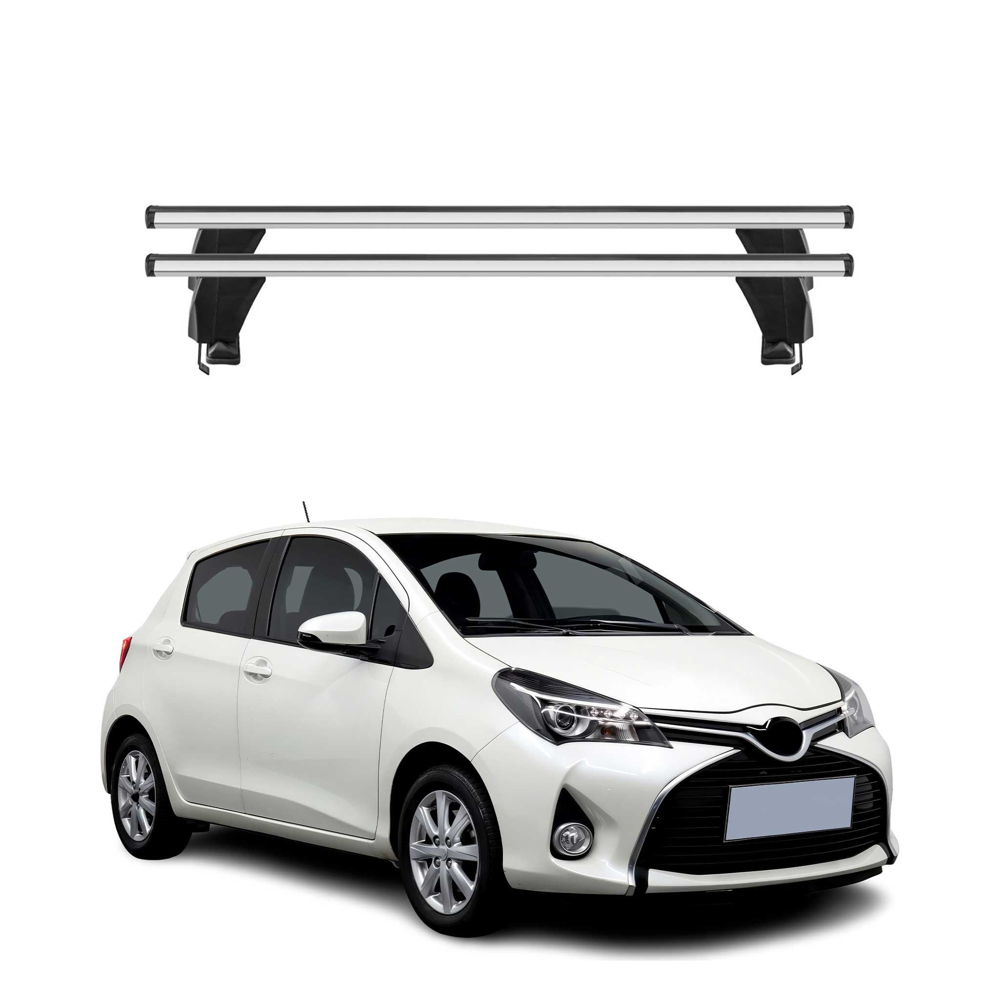 2013-2020 Toyota Yaris XP130 Smooth Roof Racks Cross Bars Carrier Silver Alu